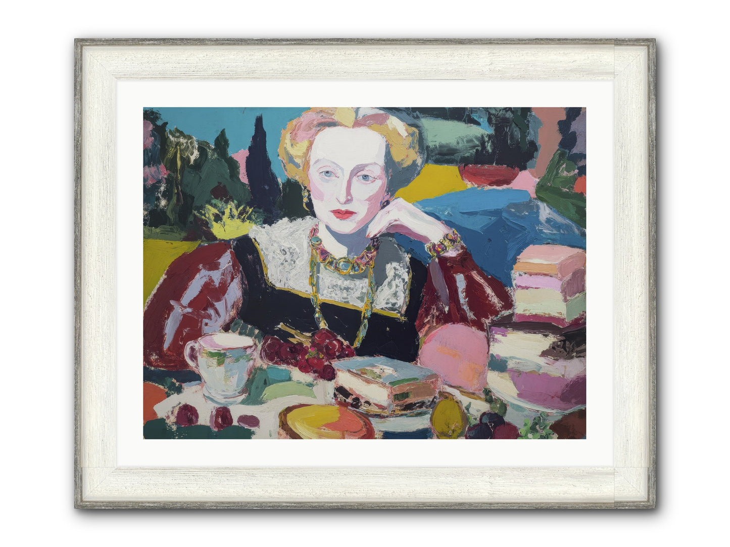 Table Of Temptations Framed Print - Driftwood White 32x24