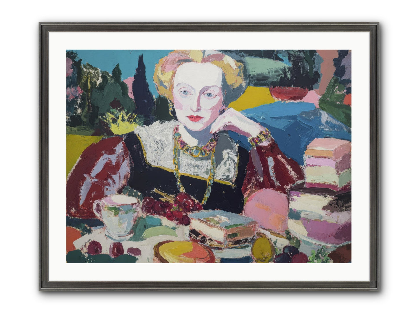 Table Of Temptations Framed Print - Slimwoods Black/Silver 32x24