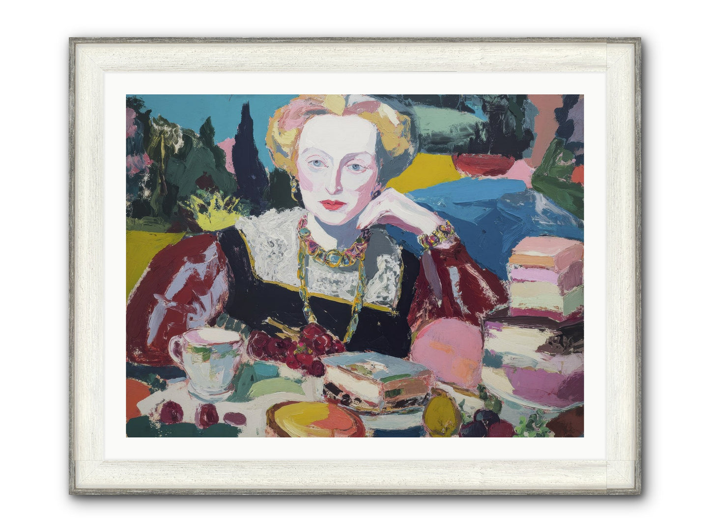 Table Of Temptations Framed Print - Driftwood White 40x30