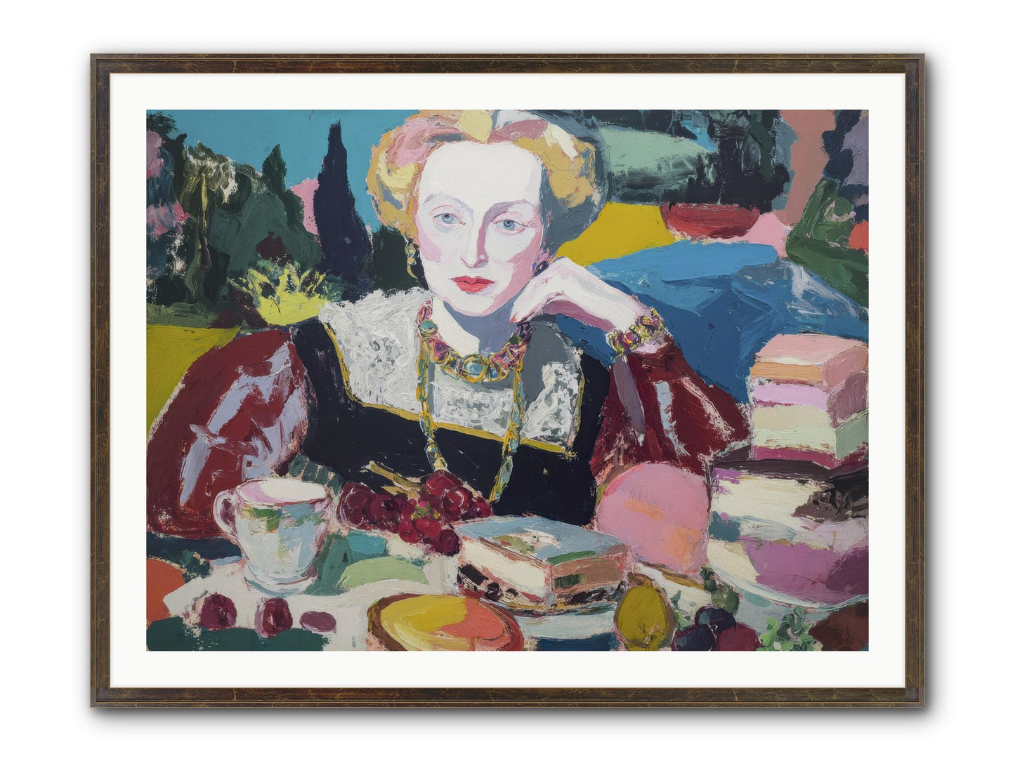 Table Of Temptations Framed Print - Slimwoods Black/Gold 40x30