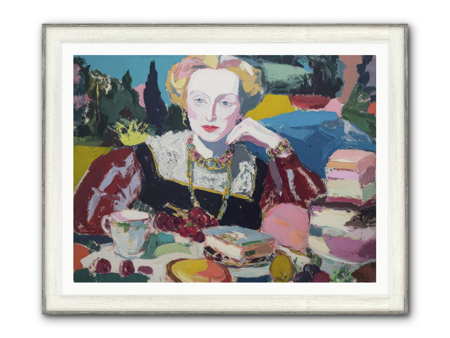 Table Of Temptations Framed Print - Driftwood White 48x36