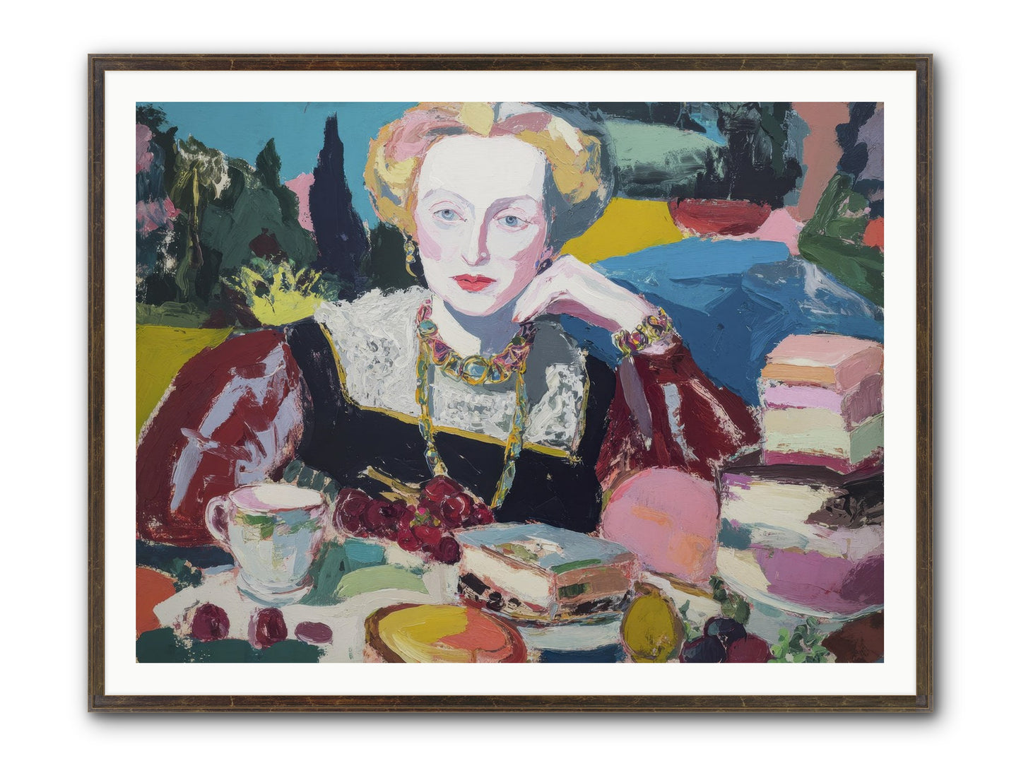 Table Of Temptations Framed Print - Slimwoods Black/Gold 48x36