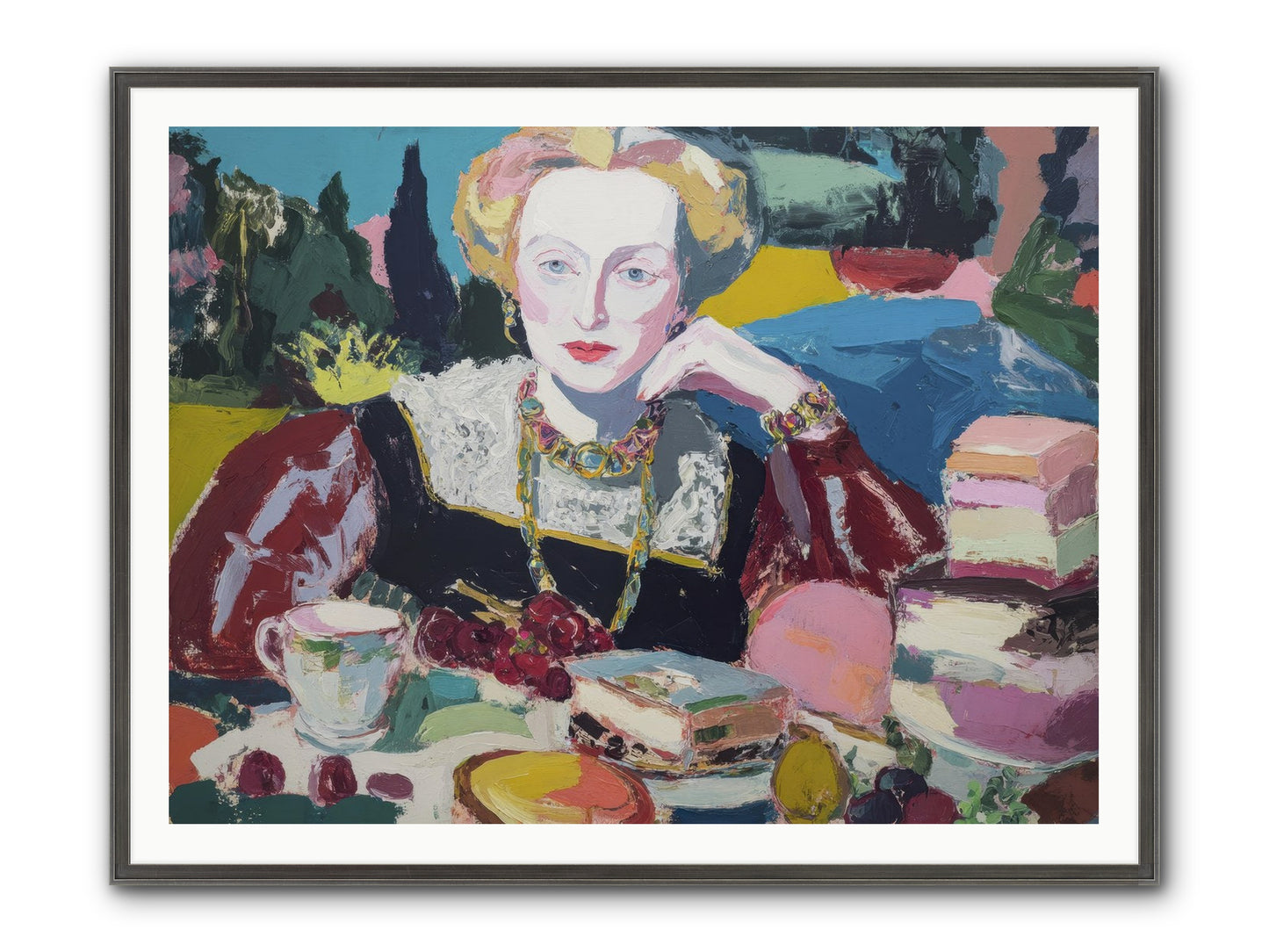 Table Of Temptations Framed Print - Slimwoods Black/Silver 48x36