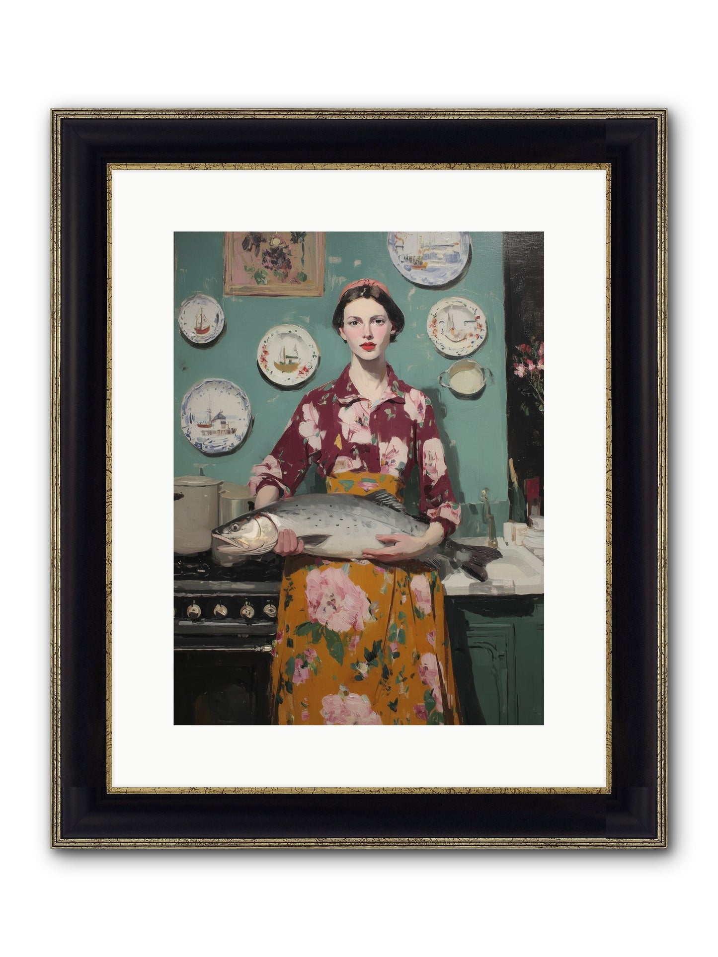 Table's Fate Framed Print - Black & Gold 12x16