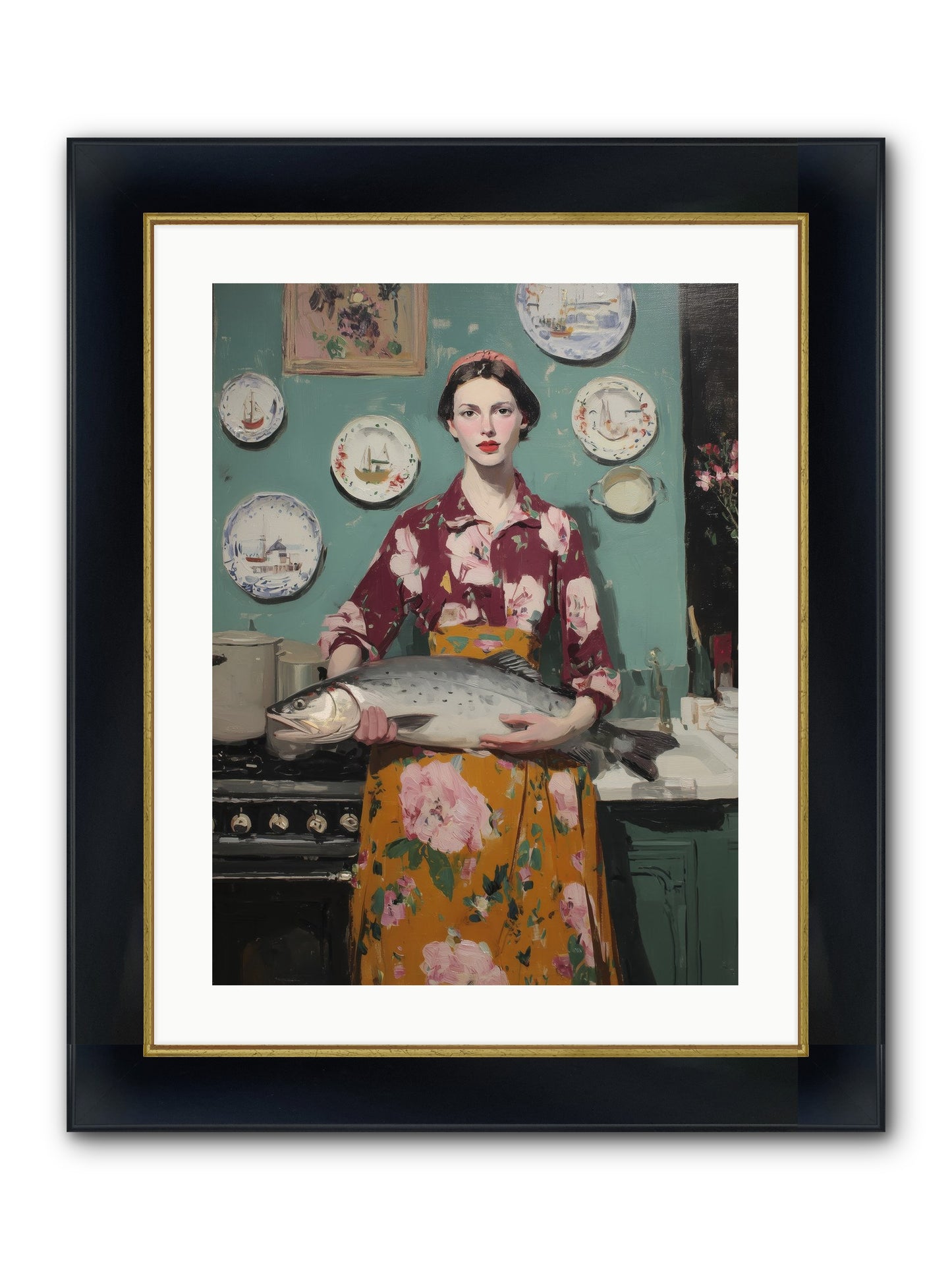 Table's Fate Framed Print - Wide Black w/Gold 18x24