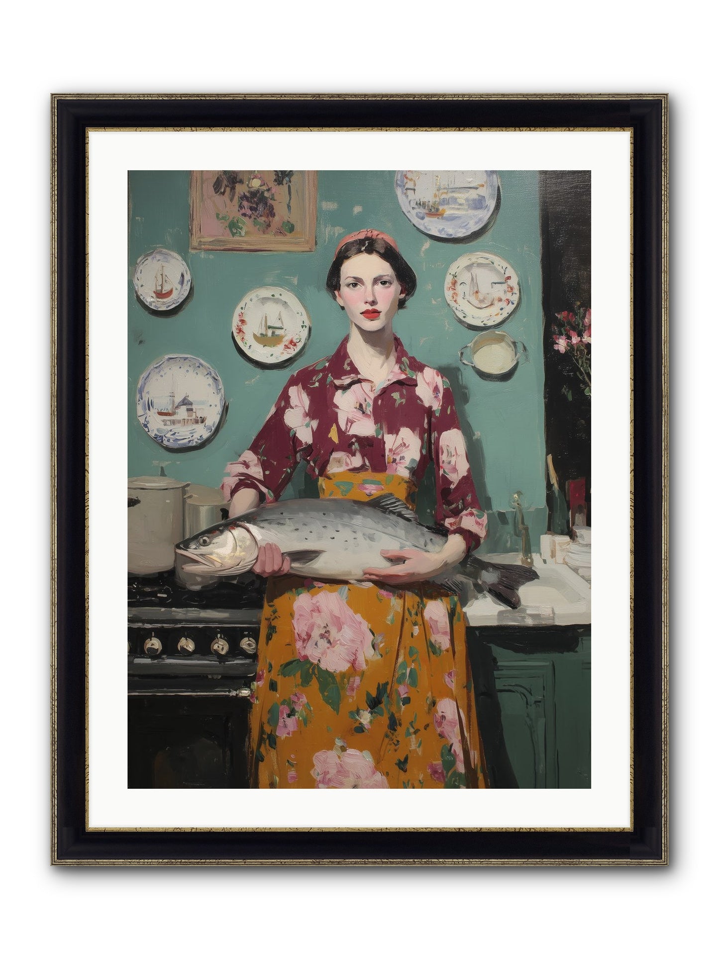 Table's Fate Framed Print - Black & Gold 24x32