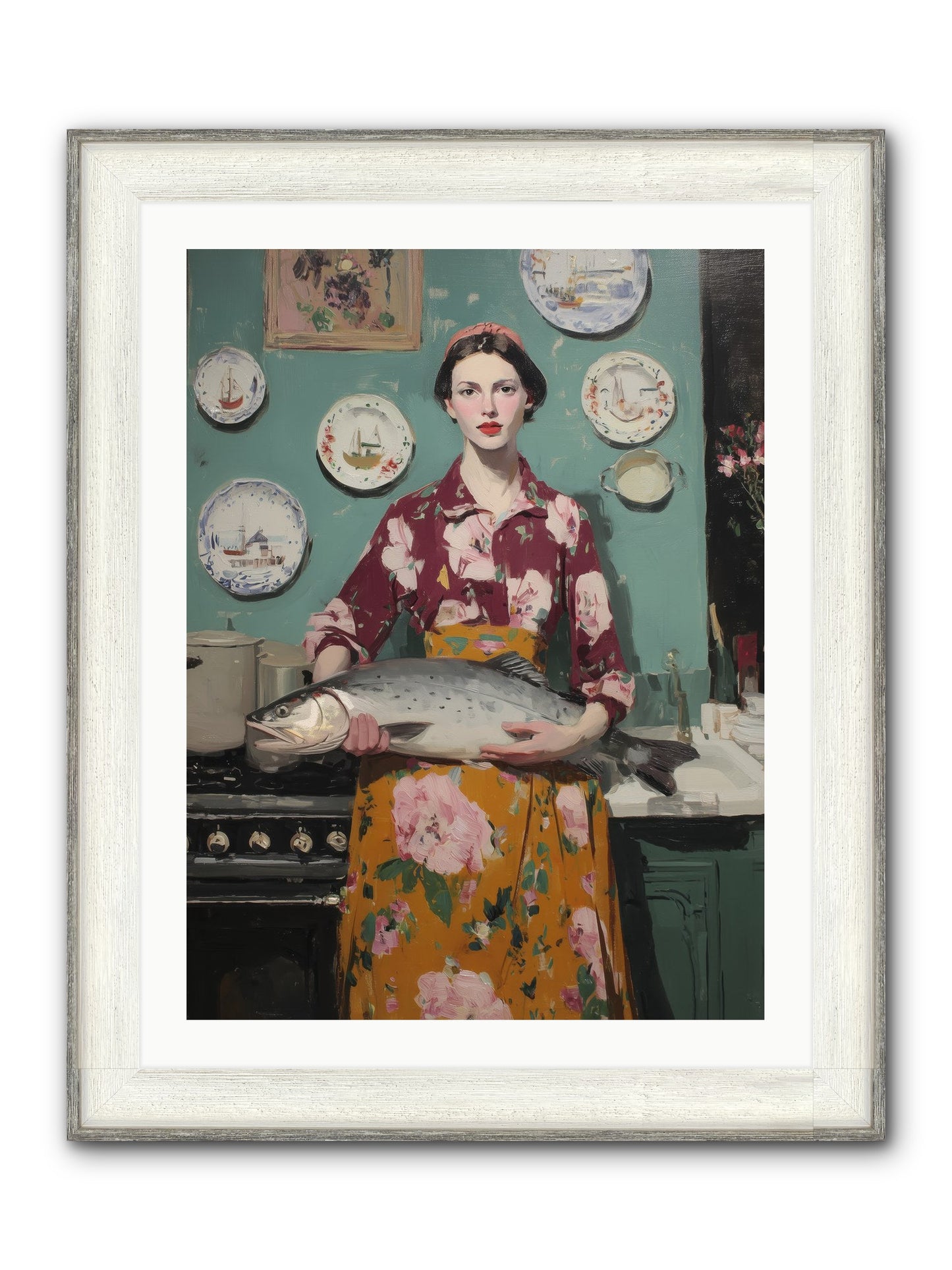 Table's Fate Framed Print - Driftwood White 24x32
