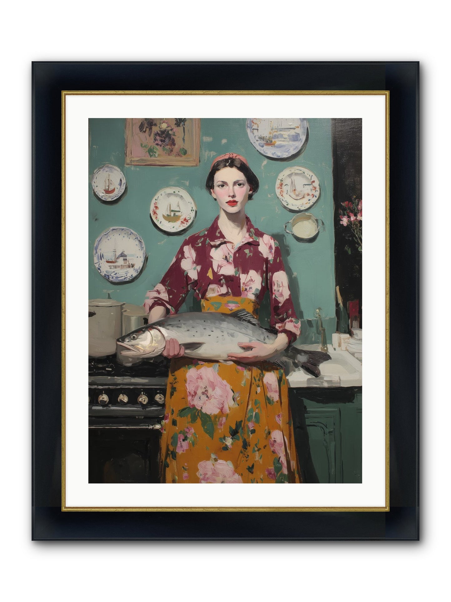 Table's Fate Framed Print - Wide Black w/Gold 24x32