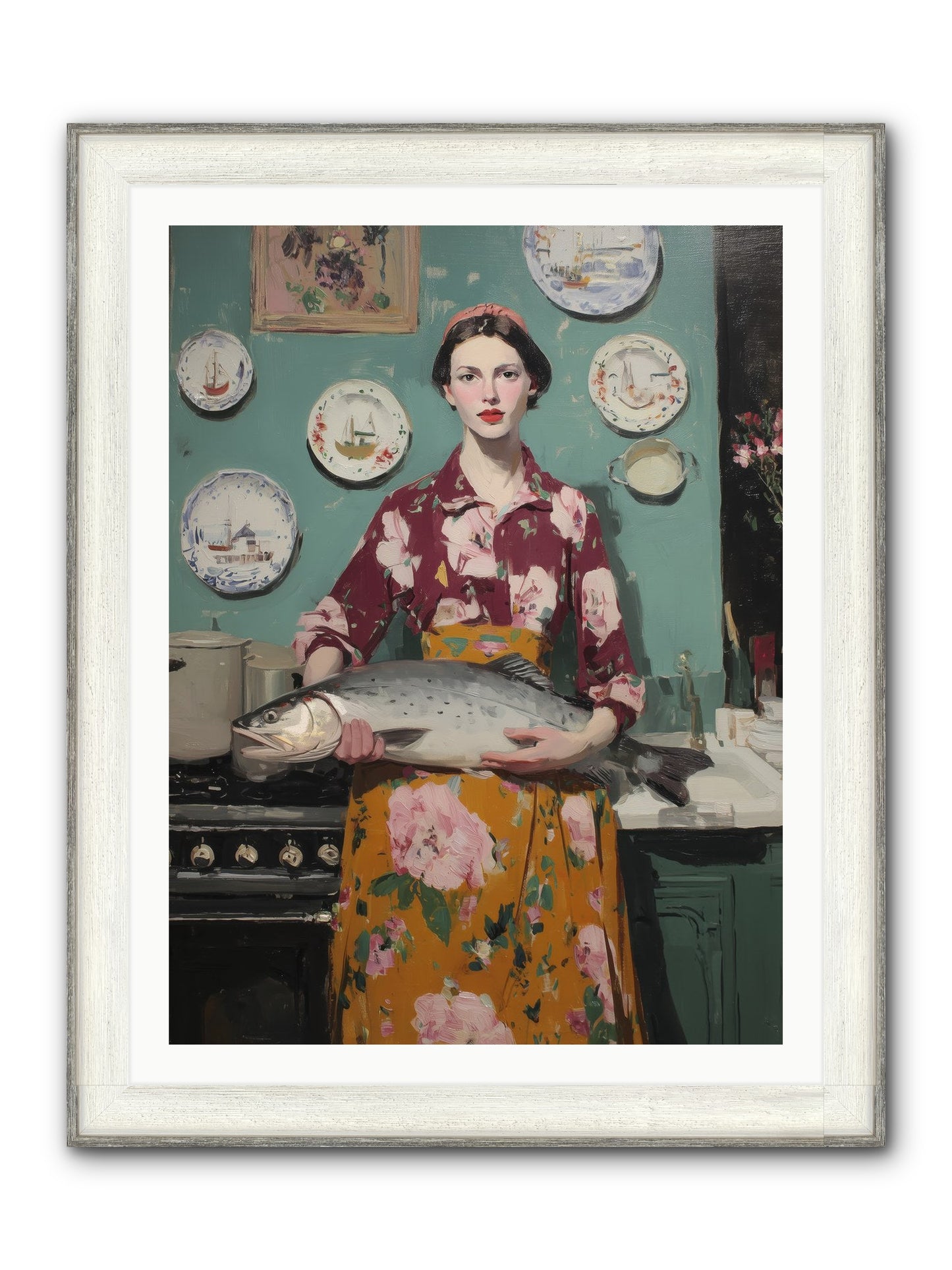Table's Fate Framed Print - Driftwood White 30x40