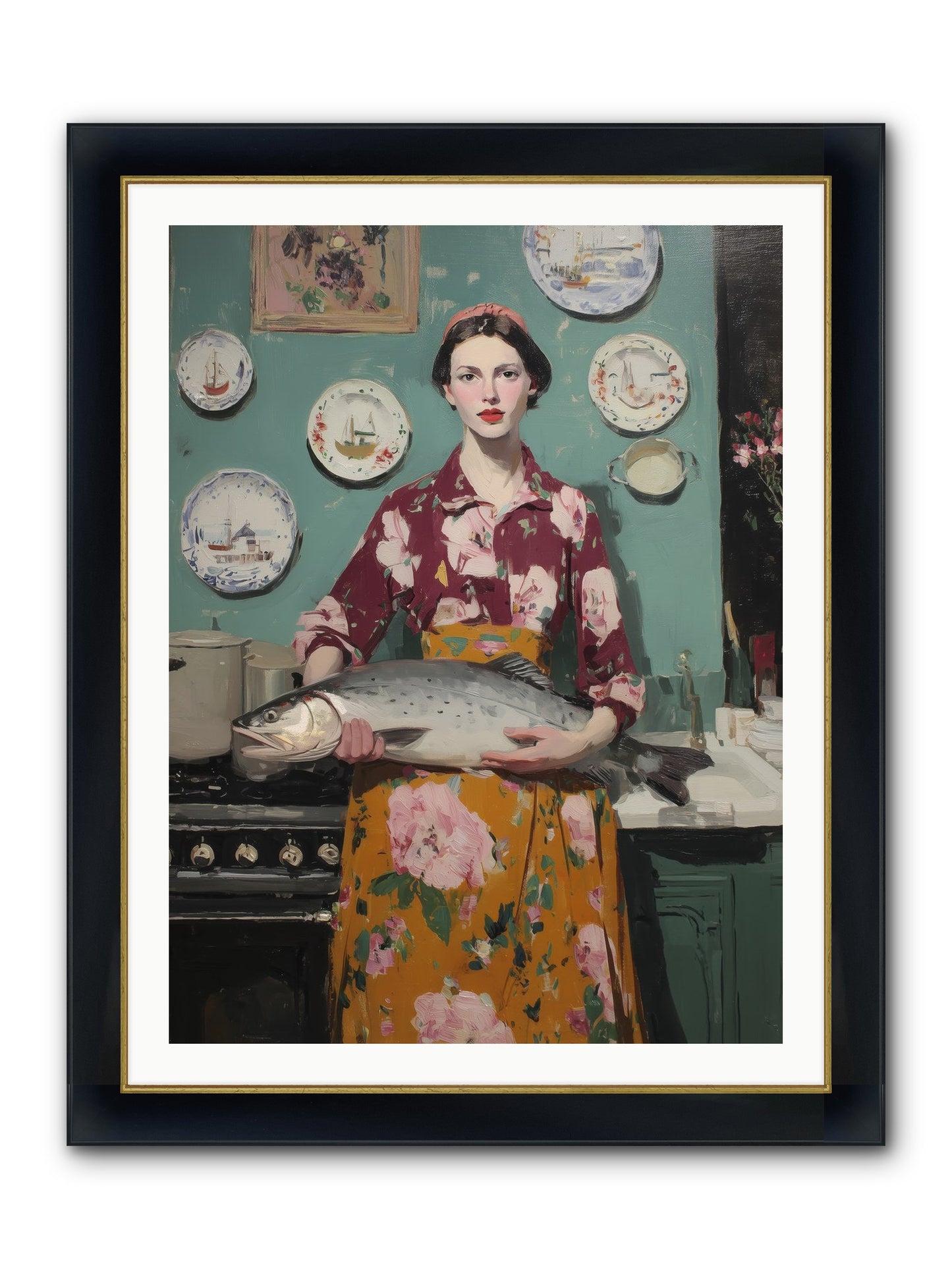 Table's Fate Framed Print - Wide Black w/Gold 30x40