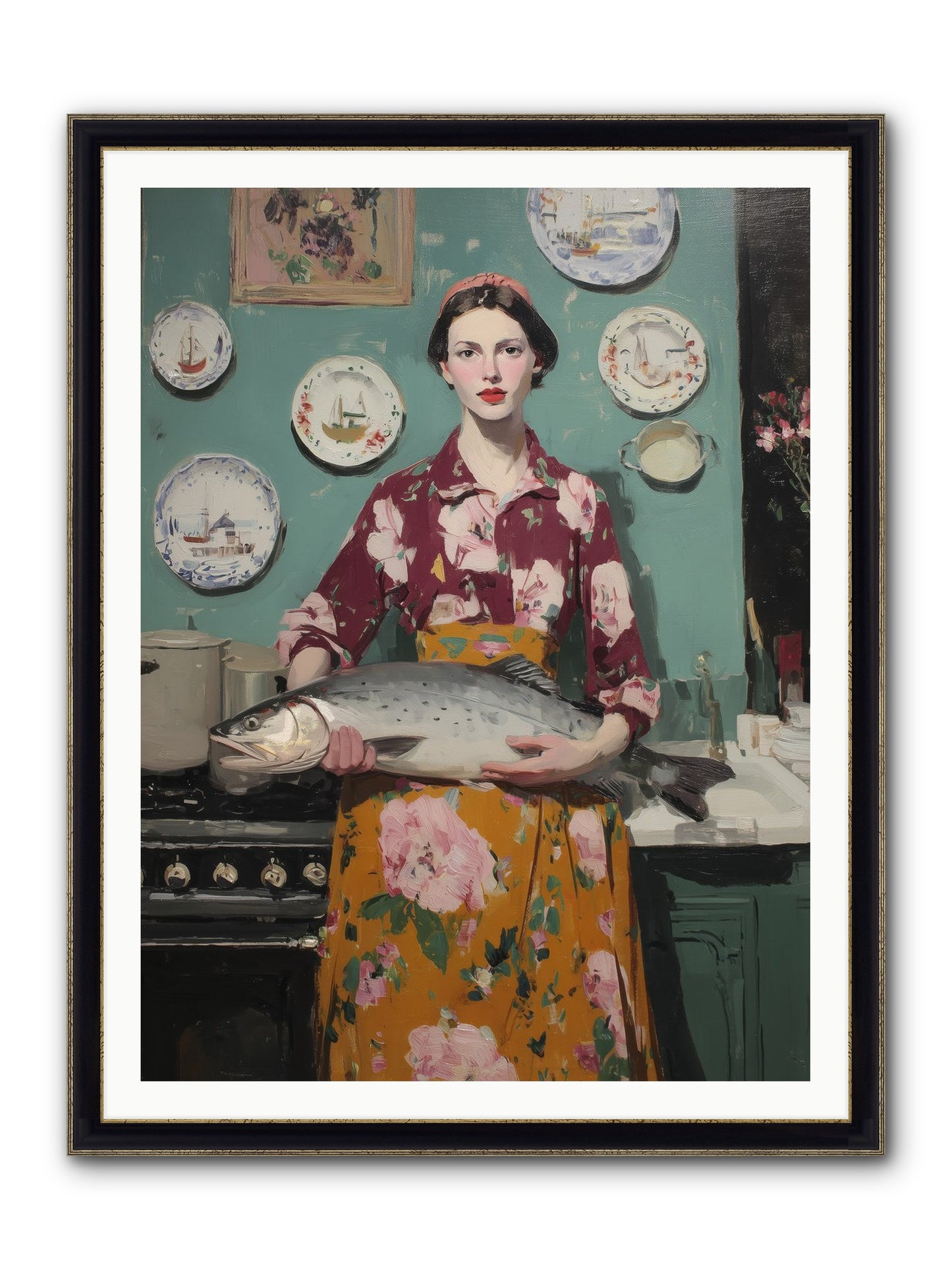 Table's Fate Framed Print - Black & Gold 36x48