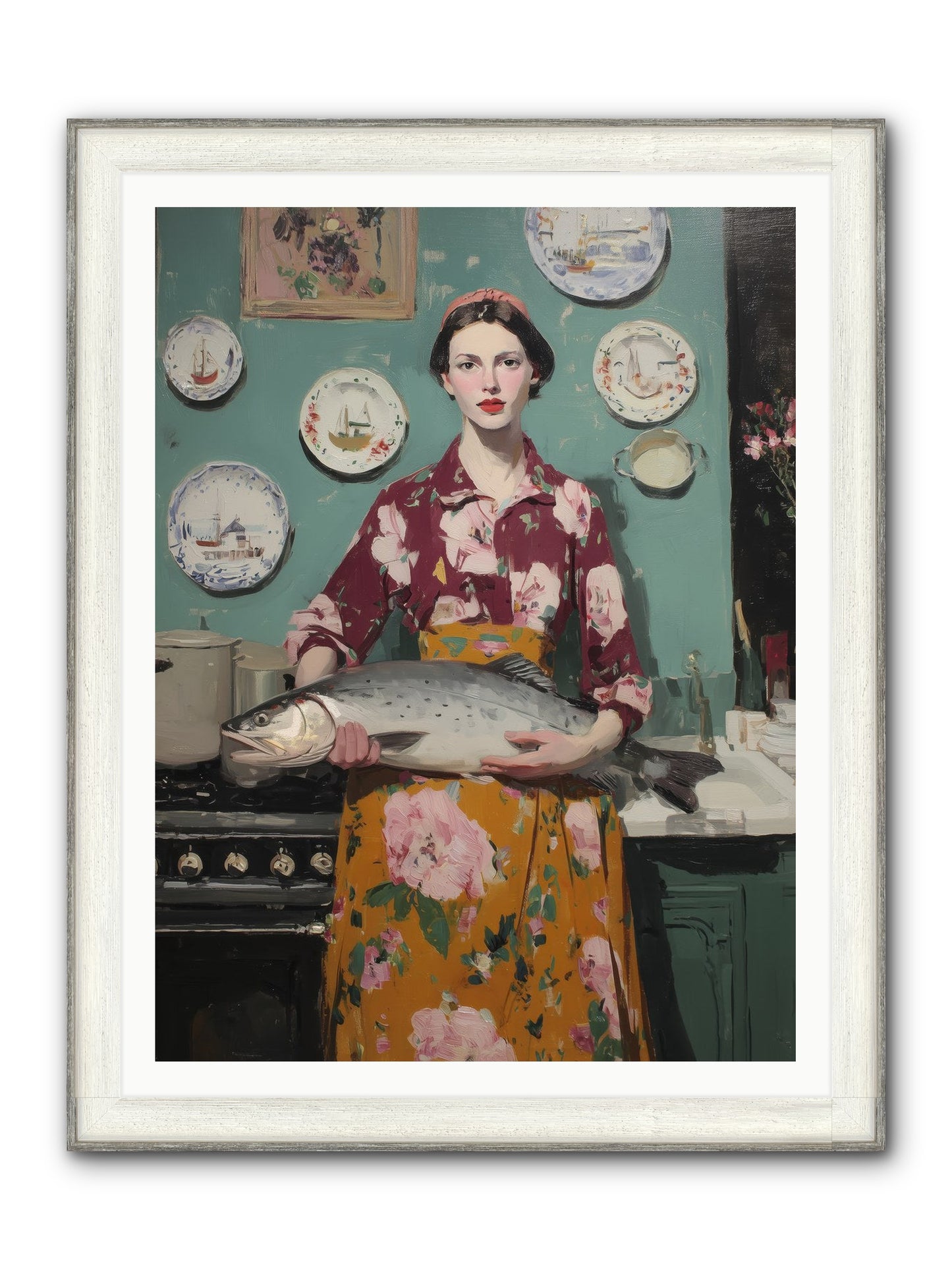 Table's Fate Framed Print - Driftwood White 36x48