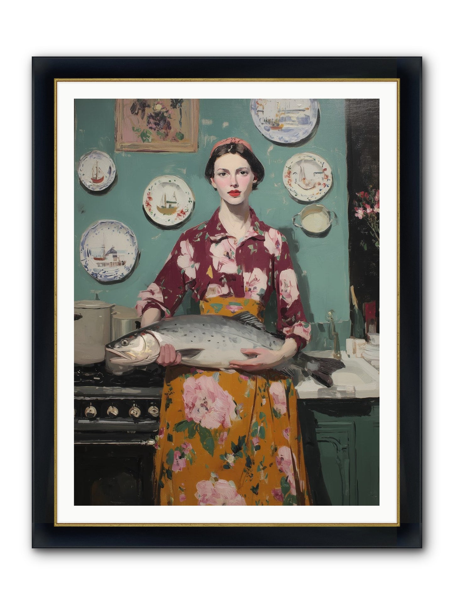 Table's Fate Framed Print - Wide Black w/Gold 36x48
