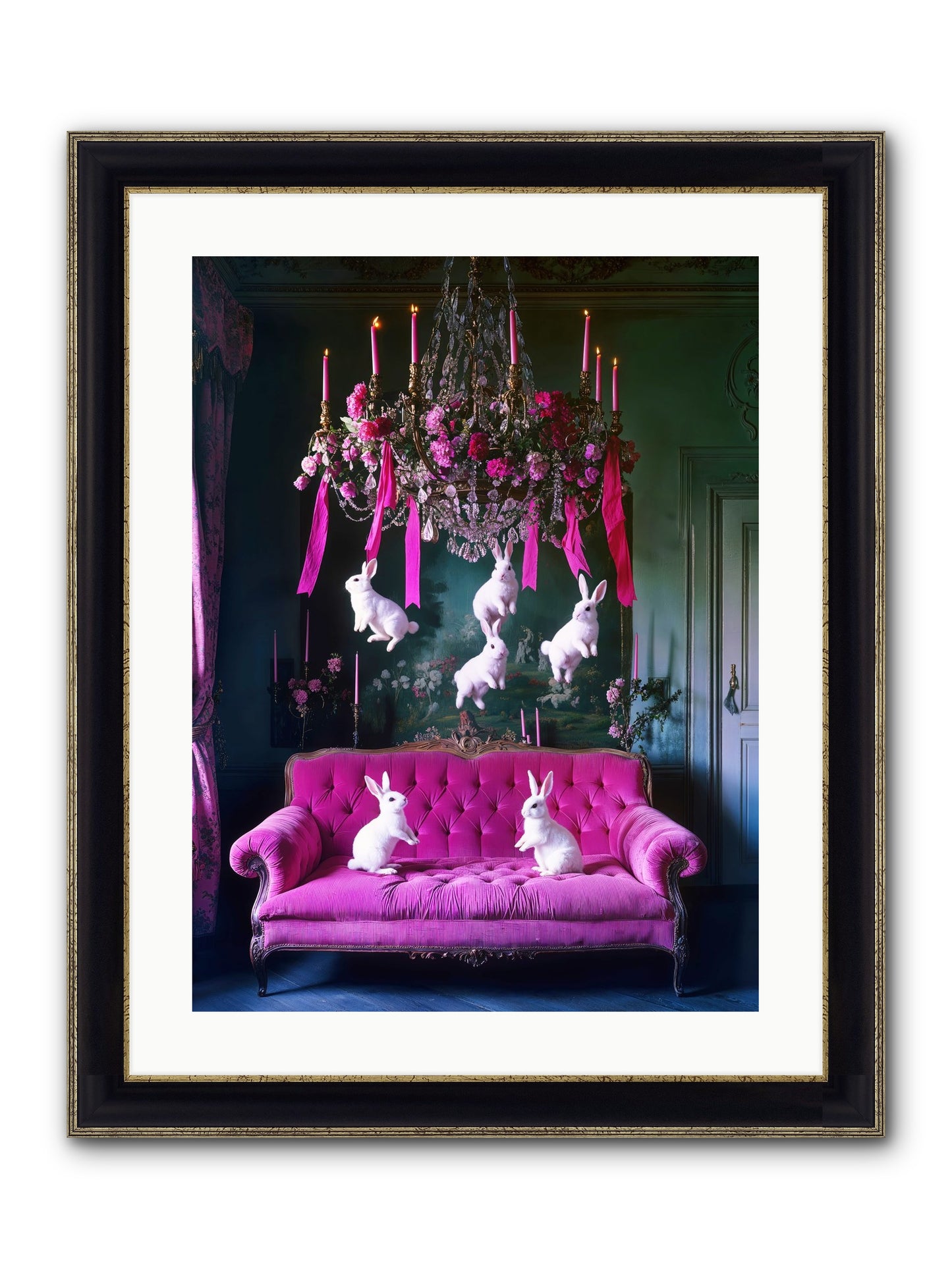 Tales From Looking Glass Framed Print - Black & Gold 18x24