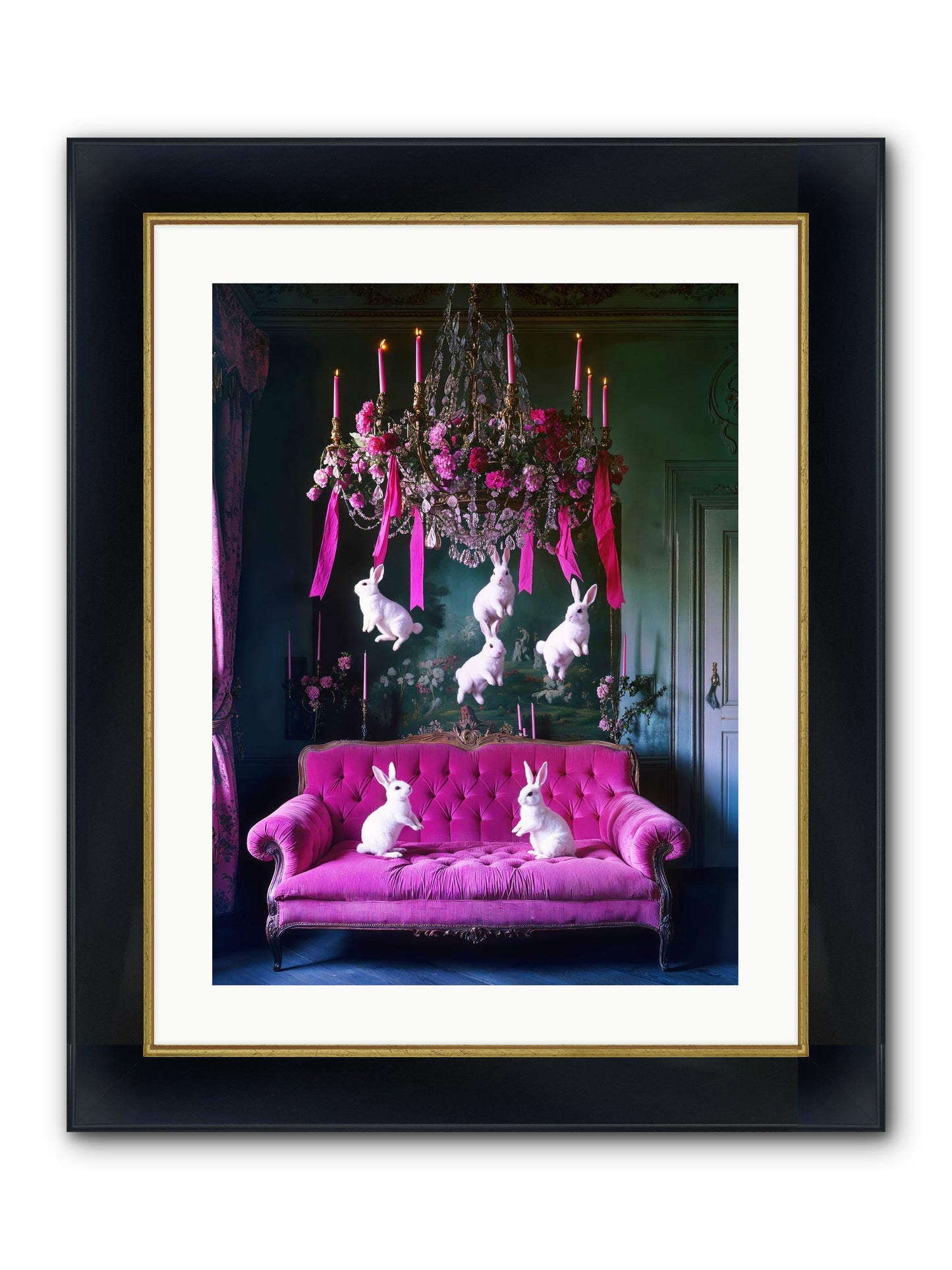 Tales From Looking Glass Framed Print - Wide Black w/Gold 18x24