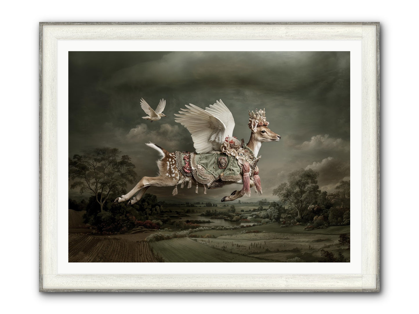 Tales From The Golden Acres Framed Print - Driftwood White 48x36