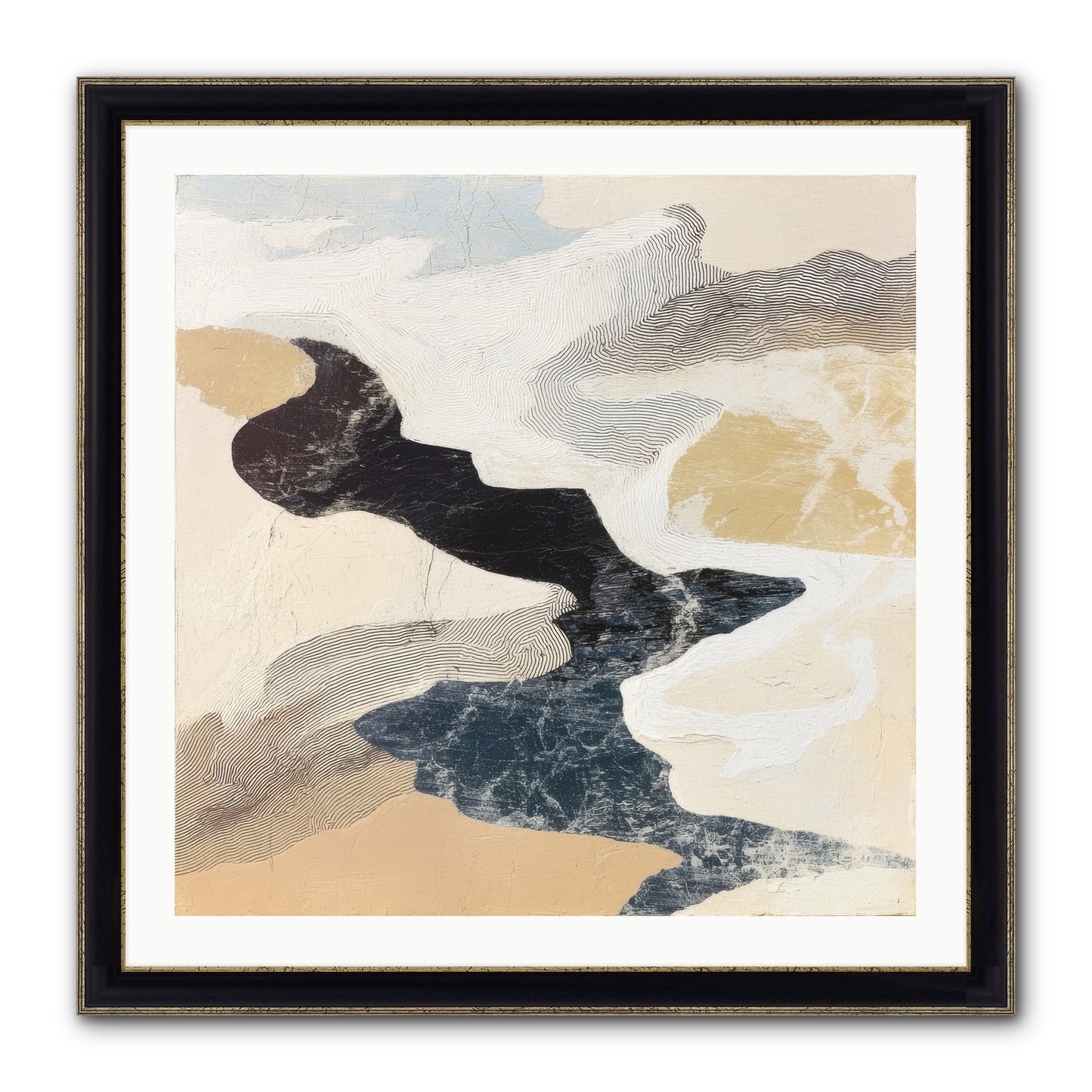 Talisman No.2 Framed Print - Black & Gold 30x30