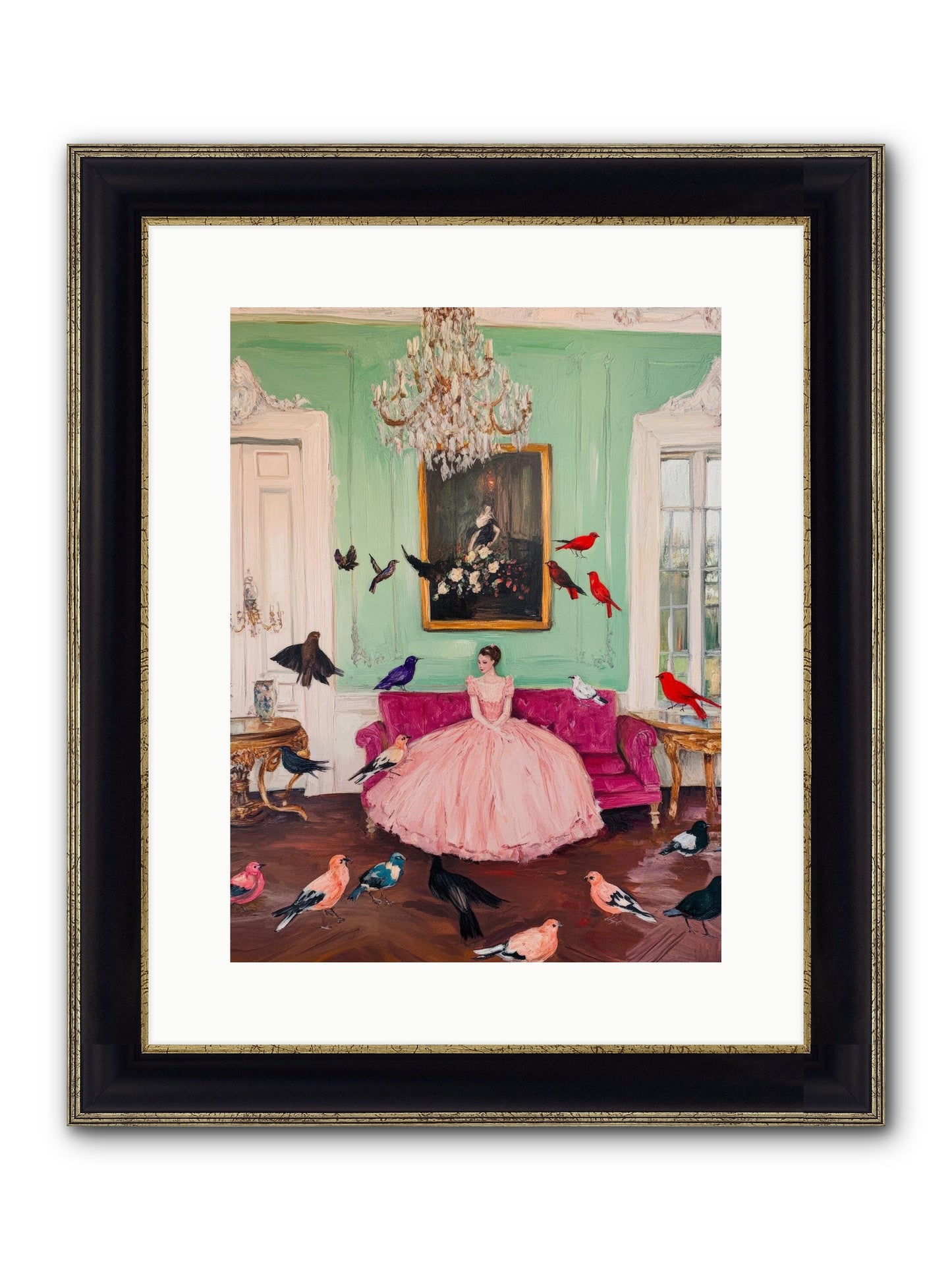 Taming Morning Songs Framed Print - Black & Gold 12x16