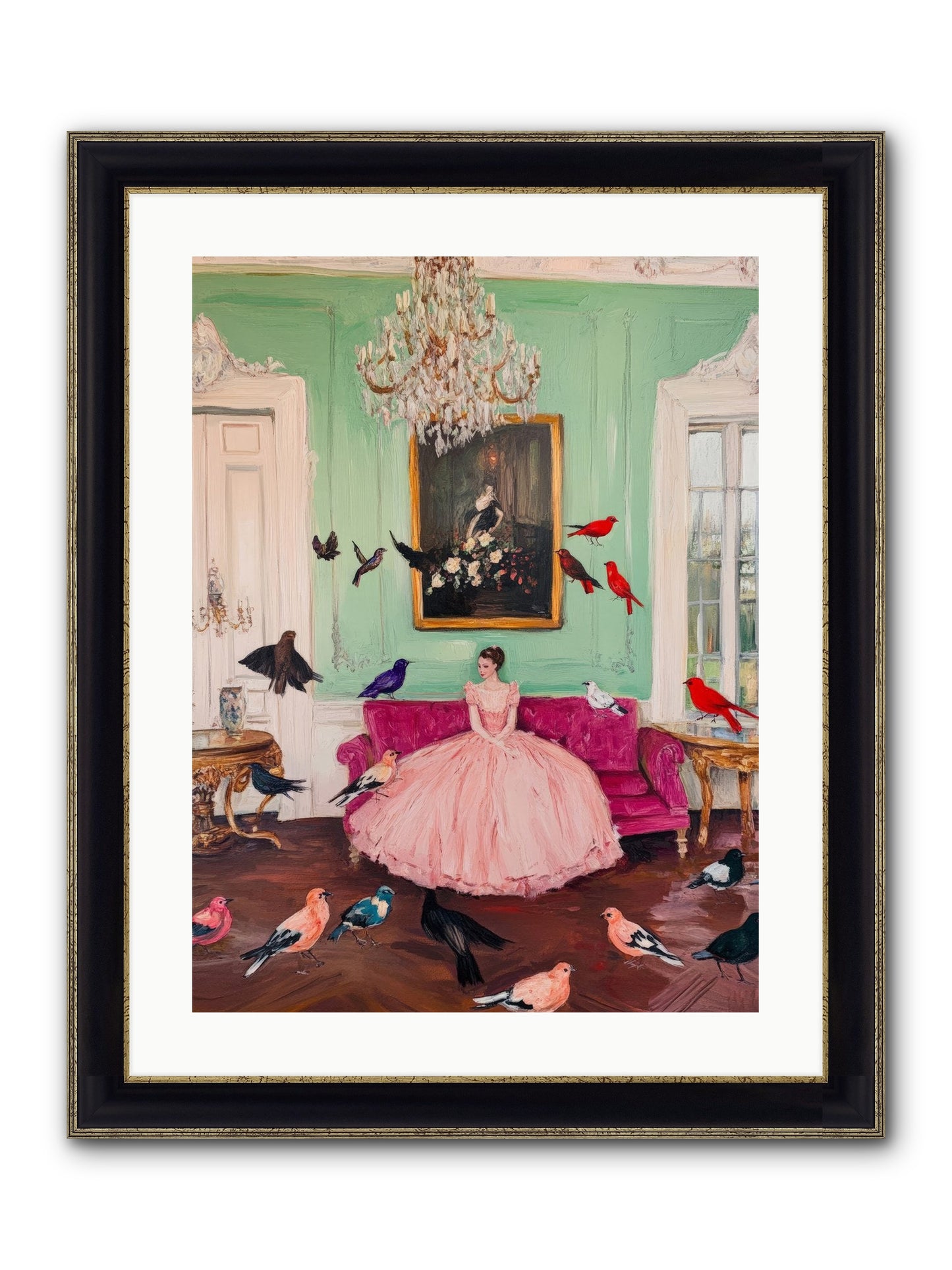 Taming Morning Songs Framed Print - Black & Gold 18x24