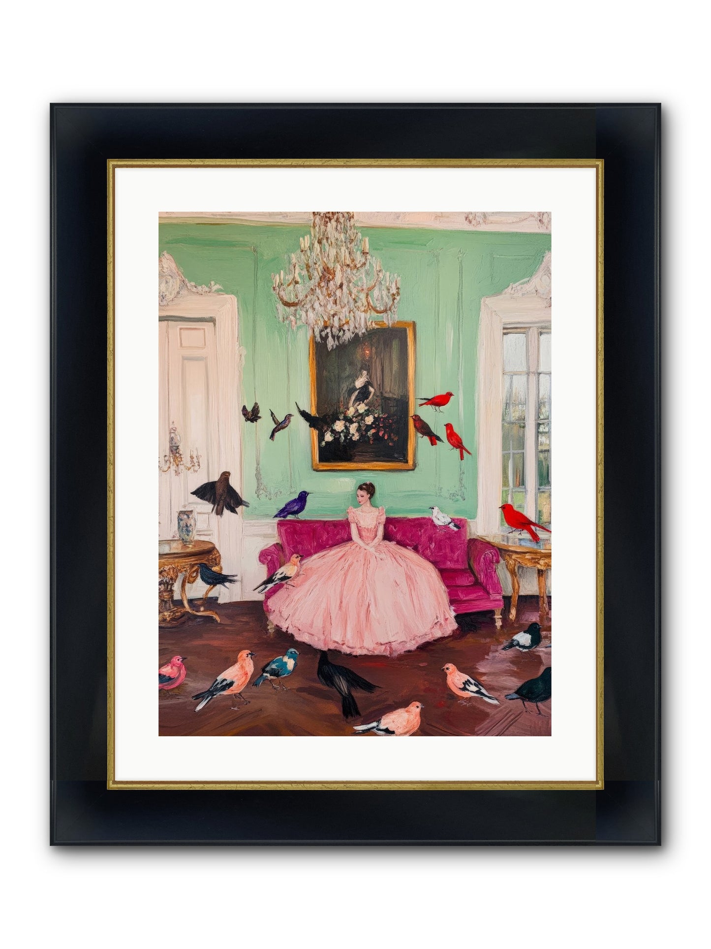 Taming Morning Songs Framed Print - Wide Black w/Gold 18x24