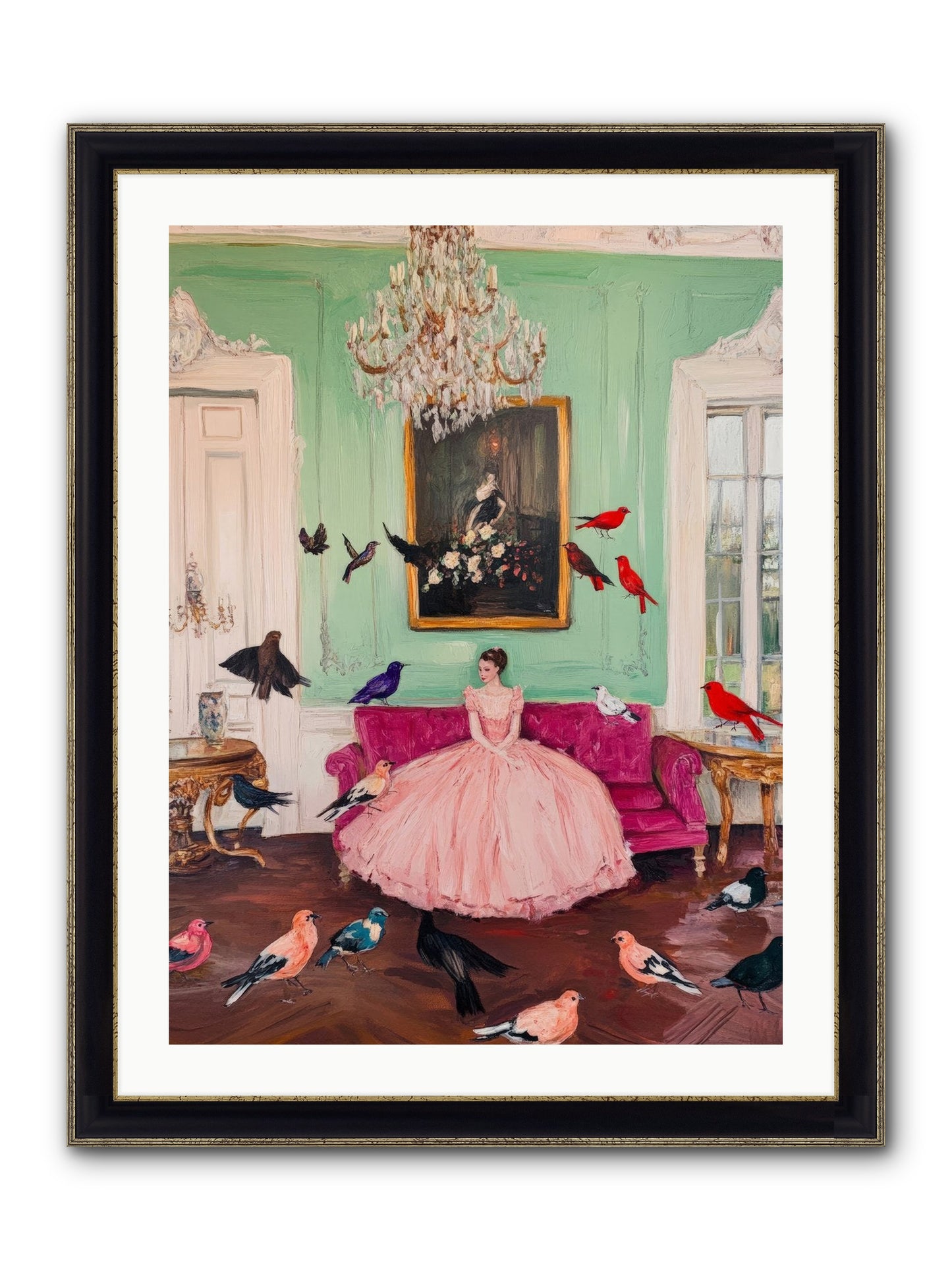 Taming Morning Songs Framed Print - Black & Gold 24x32