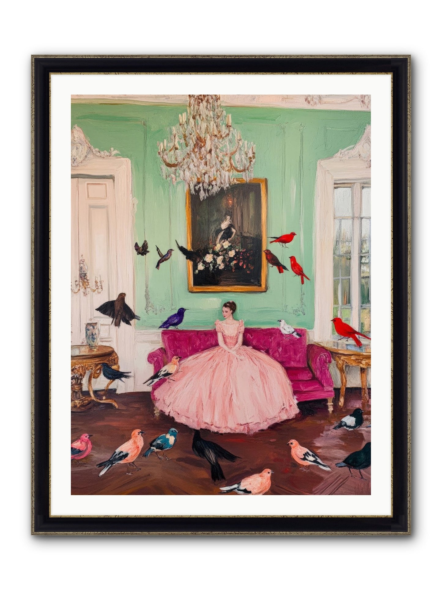 Taming Morning Songs Framed Print - Black & Gold 30x40