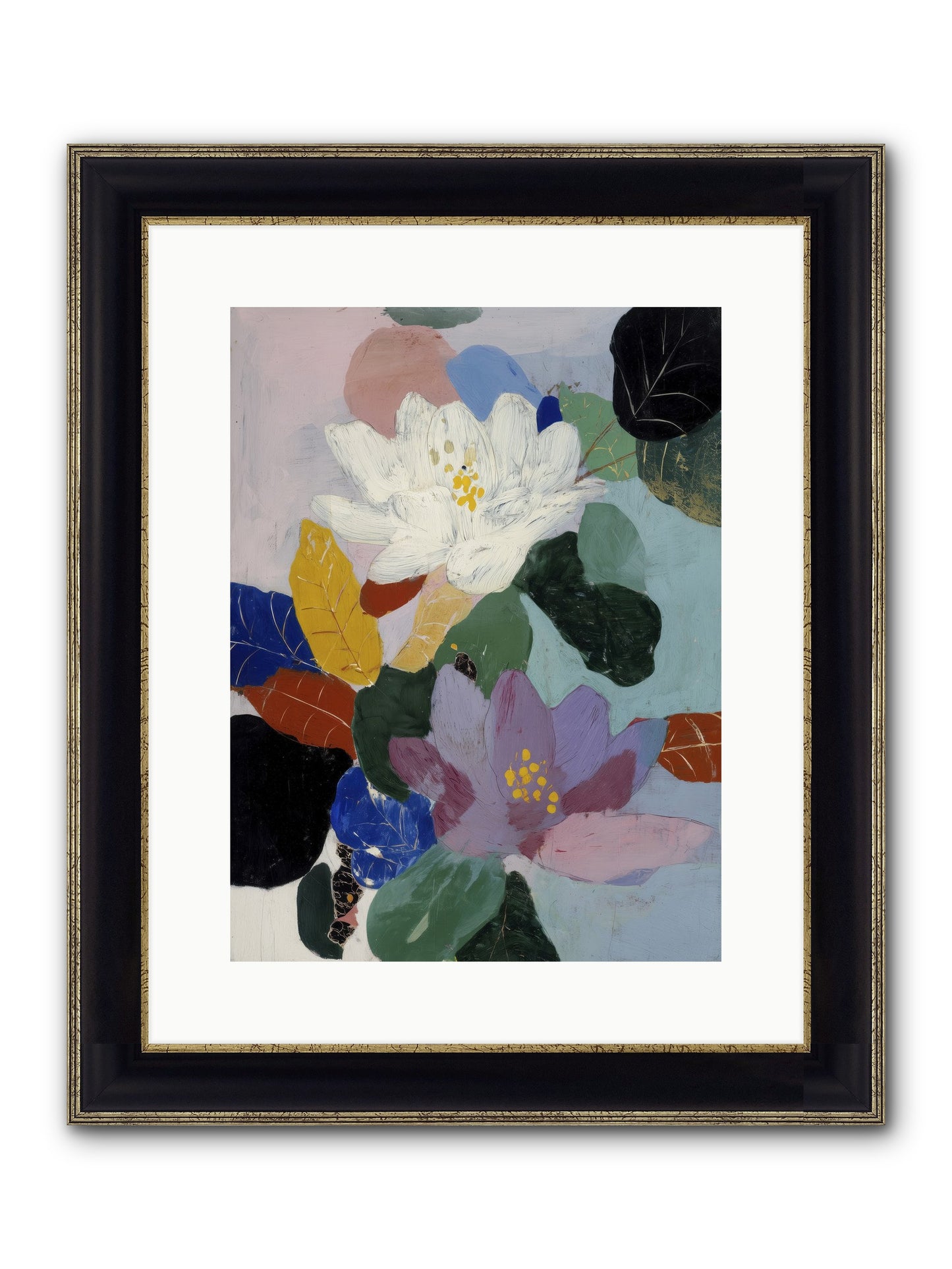 Tapestry Framed Print - Black & Gold 12x16