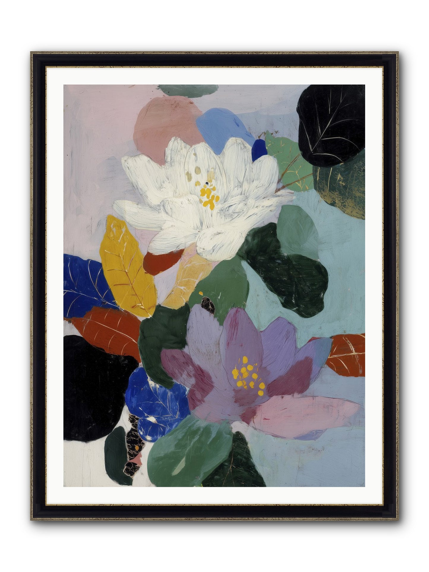 Tapestry Framed Print - Black & Gold 36x48