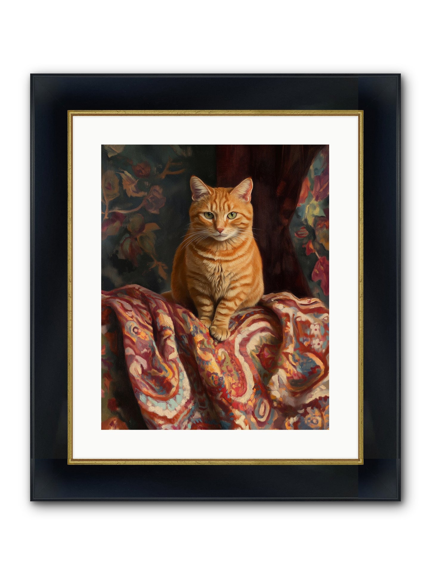 Tapestry Whisperer Framed Print - Wide Black w/Gold 16x20