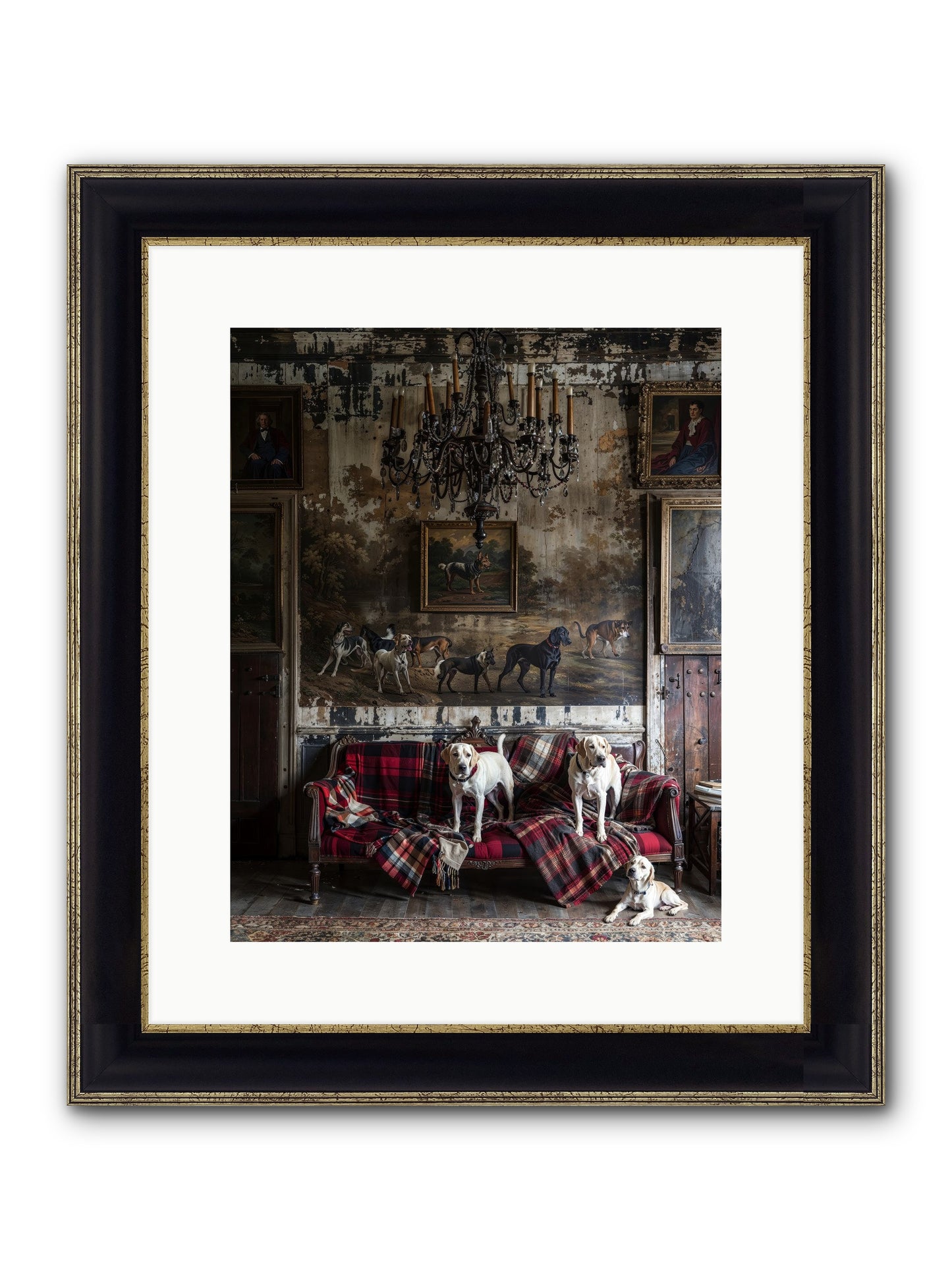 Tartan Tails & Co. Framed Print - Black & Gold 12x15