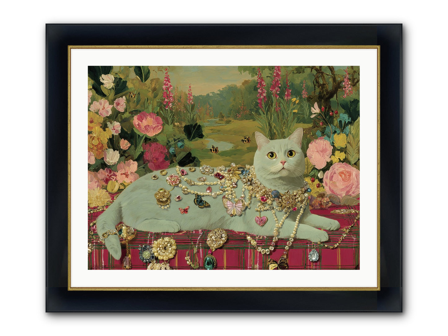 Tea And Tranquility Framed Print - Wide Black w/Gold 32x24