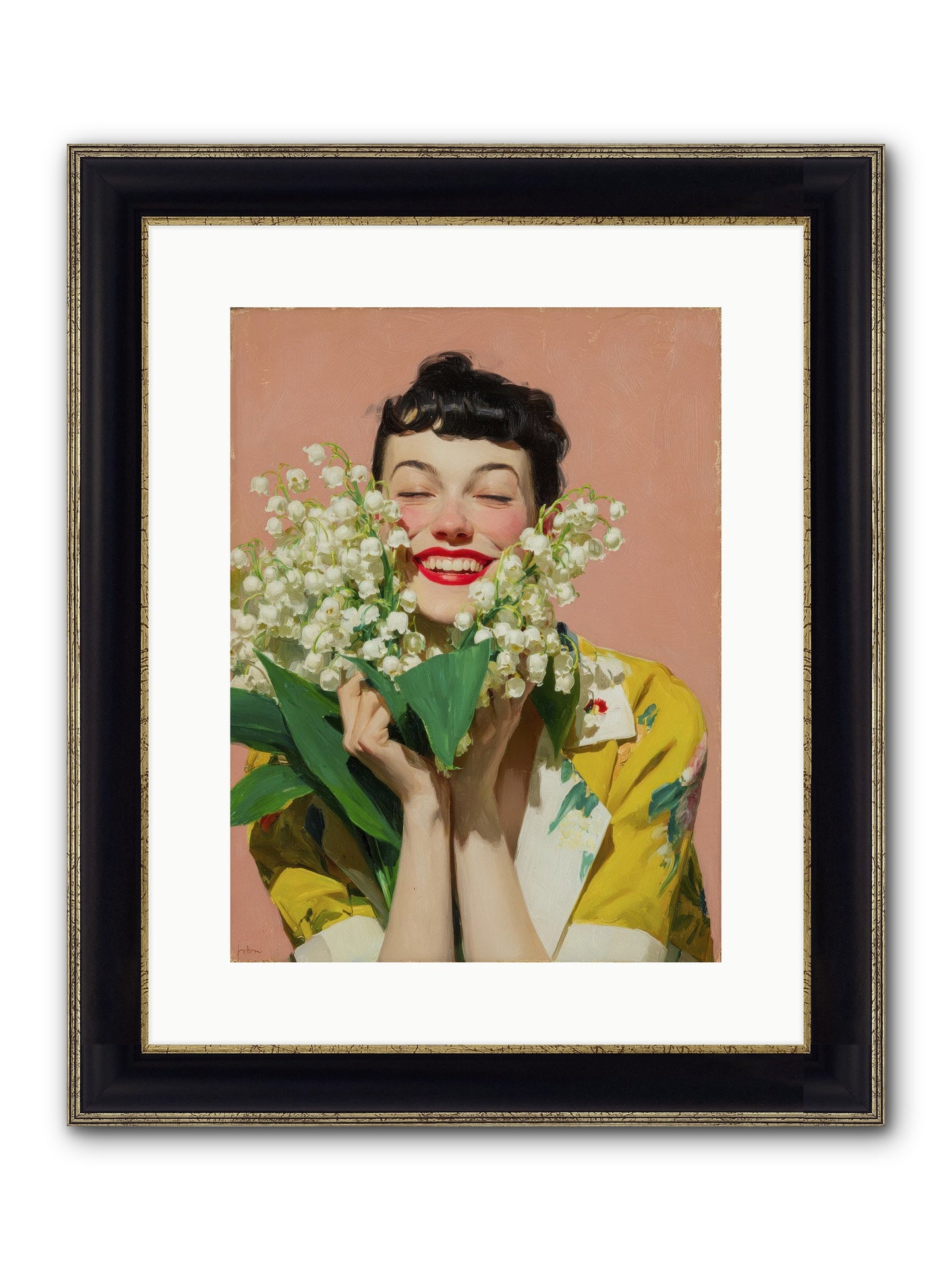 Tea At The Landing Framed Print - Black & Gold 12x16