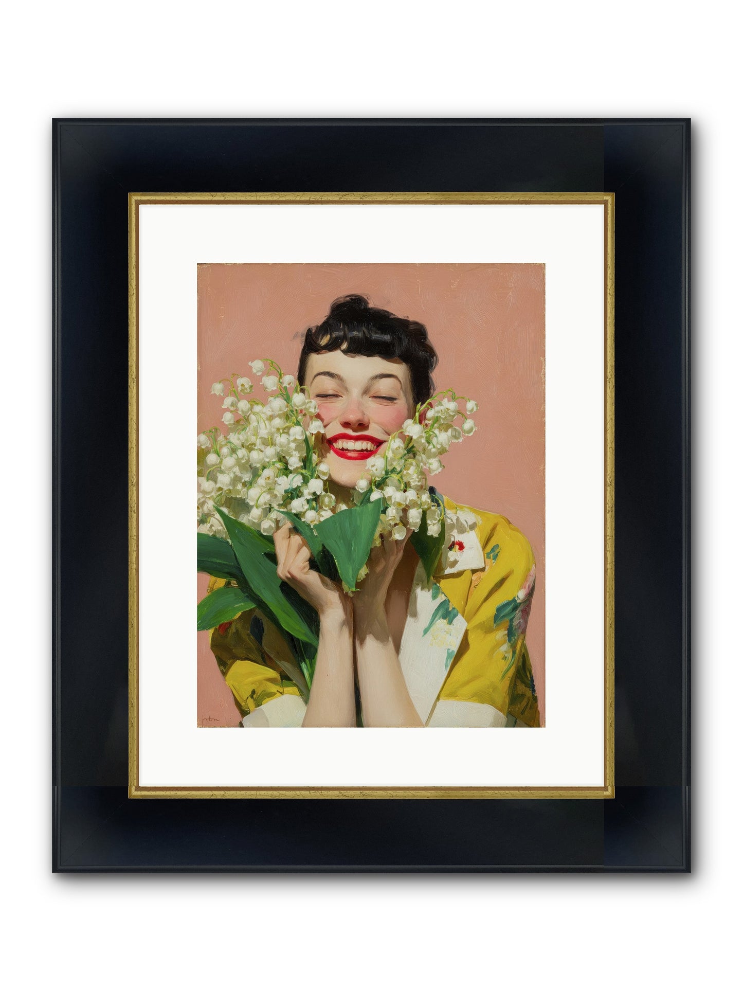 Tea At The Landing Framed Print - Wide Black w/Gold 12x16