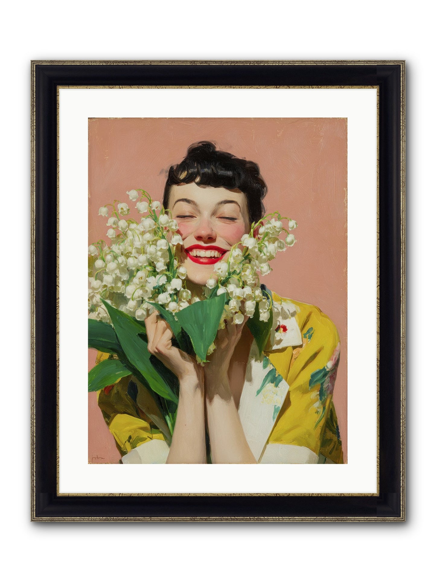 Tea At The Landing Framed Print - Black & Gold 18x24