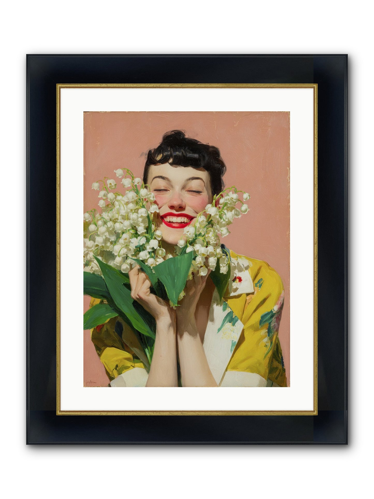 Tea At The Landing Framed Print - Wide Black w/Gold 18x24