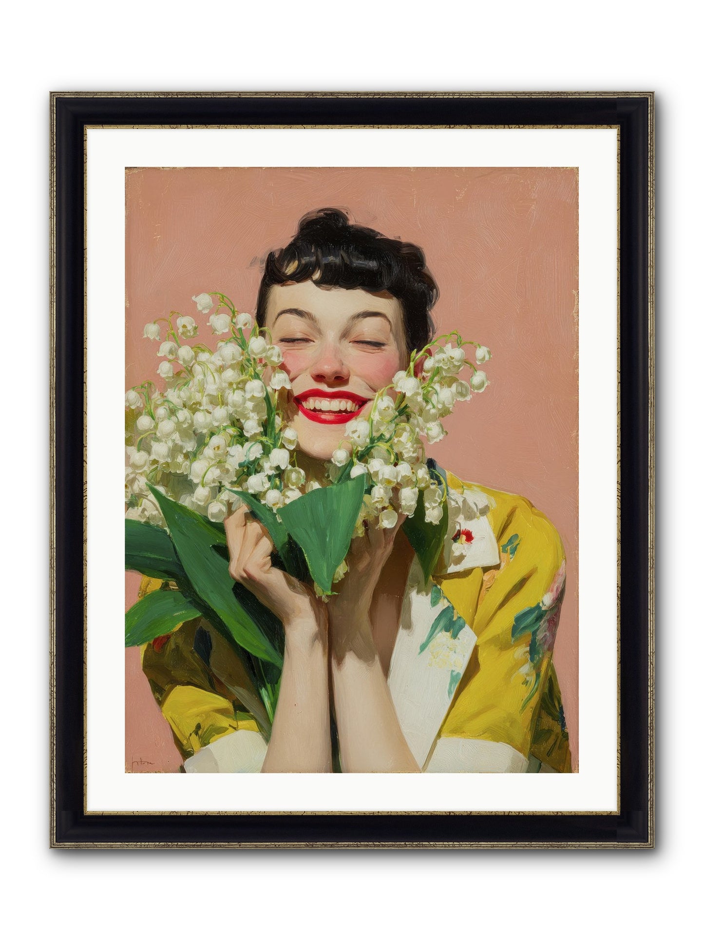 Tea At The Landing Framed Print - Black & Gold 24x32
