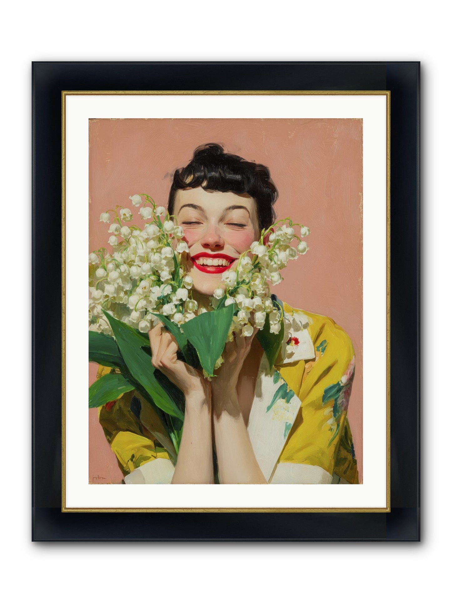 Tea At The Landing Framed Print - Wide Black w/Gold 24x32