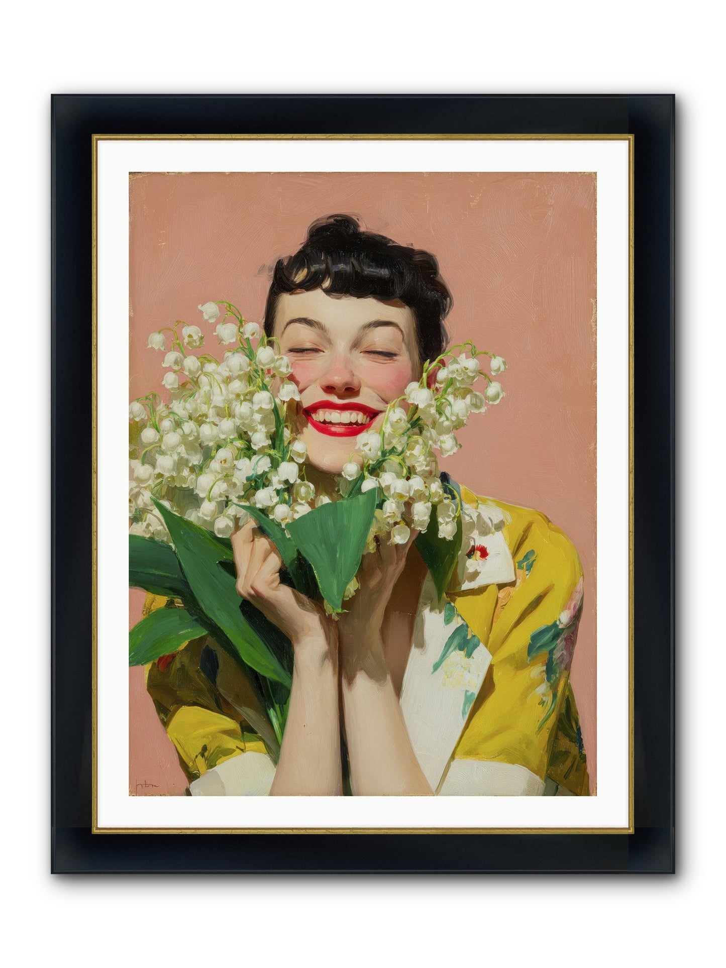 Tea At The Landing Framed Print - Wide Black w/Gold 30x40