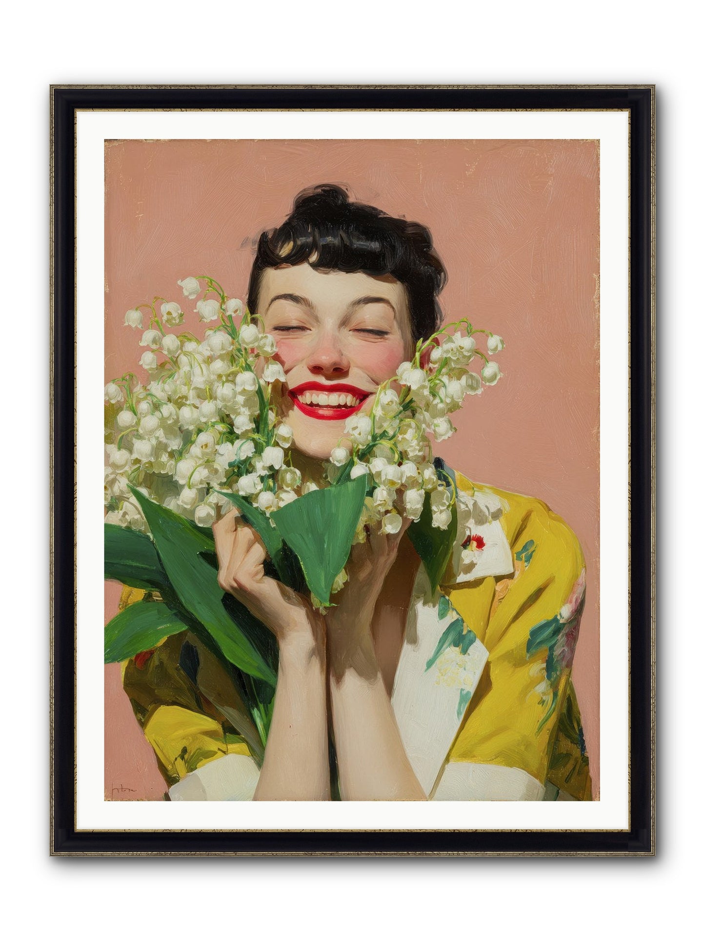 Tea At The Landing Framed Print - Black & Gold 36x48