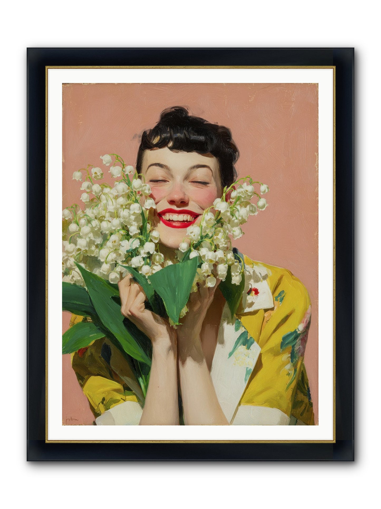 Tea At The Landing Framed Print - Wide Black w/Gold 36x48