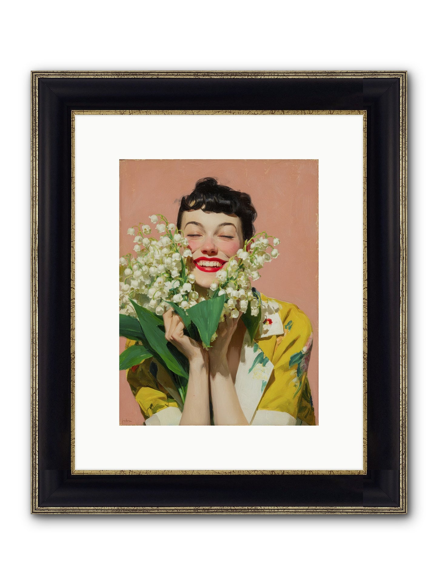 Tea At The Landing Framed Print - Black & Gold 9x12