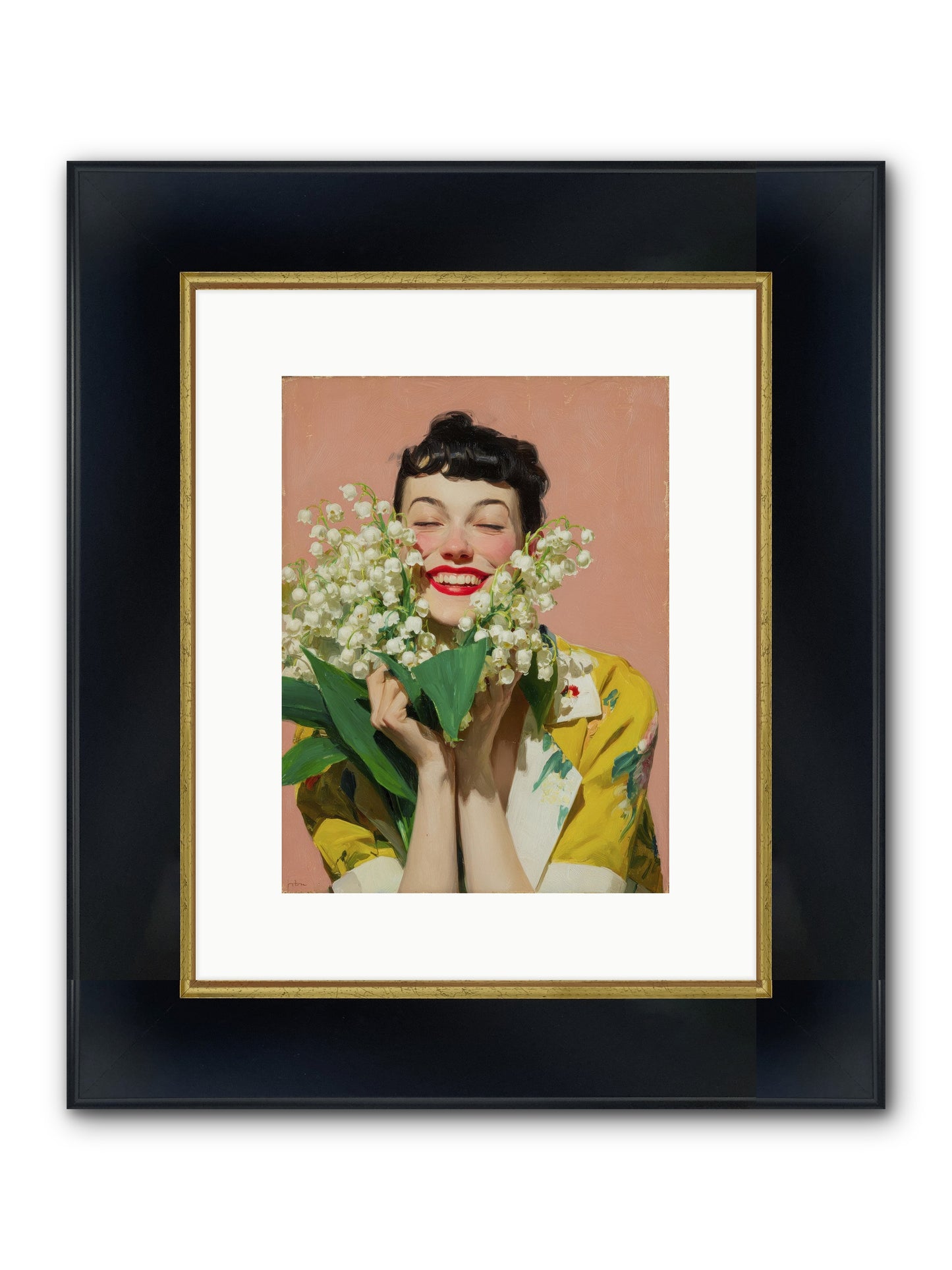 Tea At The Landing Framed Print - Wide Black w/Gold 9x12