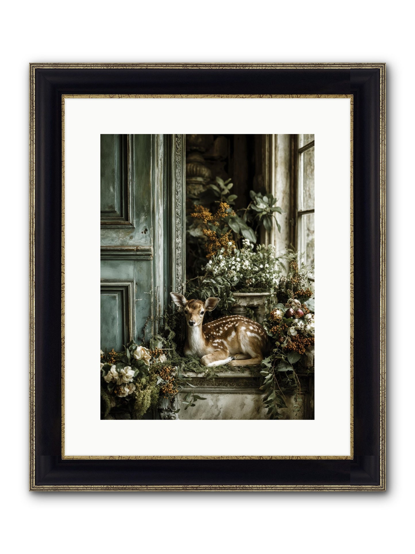 Tea At Twighlight Framed Print - Black & Gold 12x16