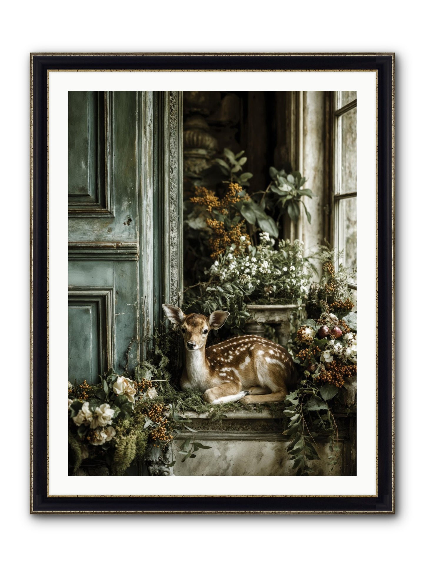 Tea At Twighlight Framed Print - Black & Gold 30x40