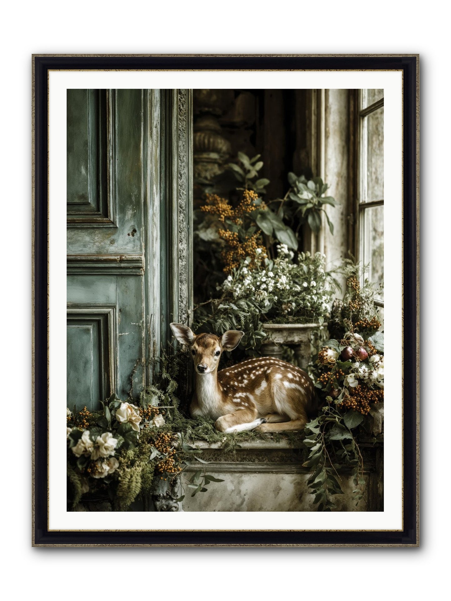 Tea At Twighlight Framed Print - Black & Gold 36x48