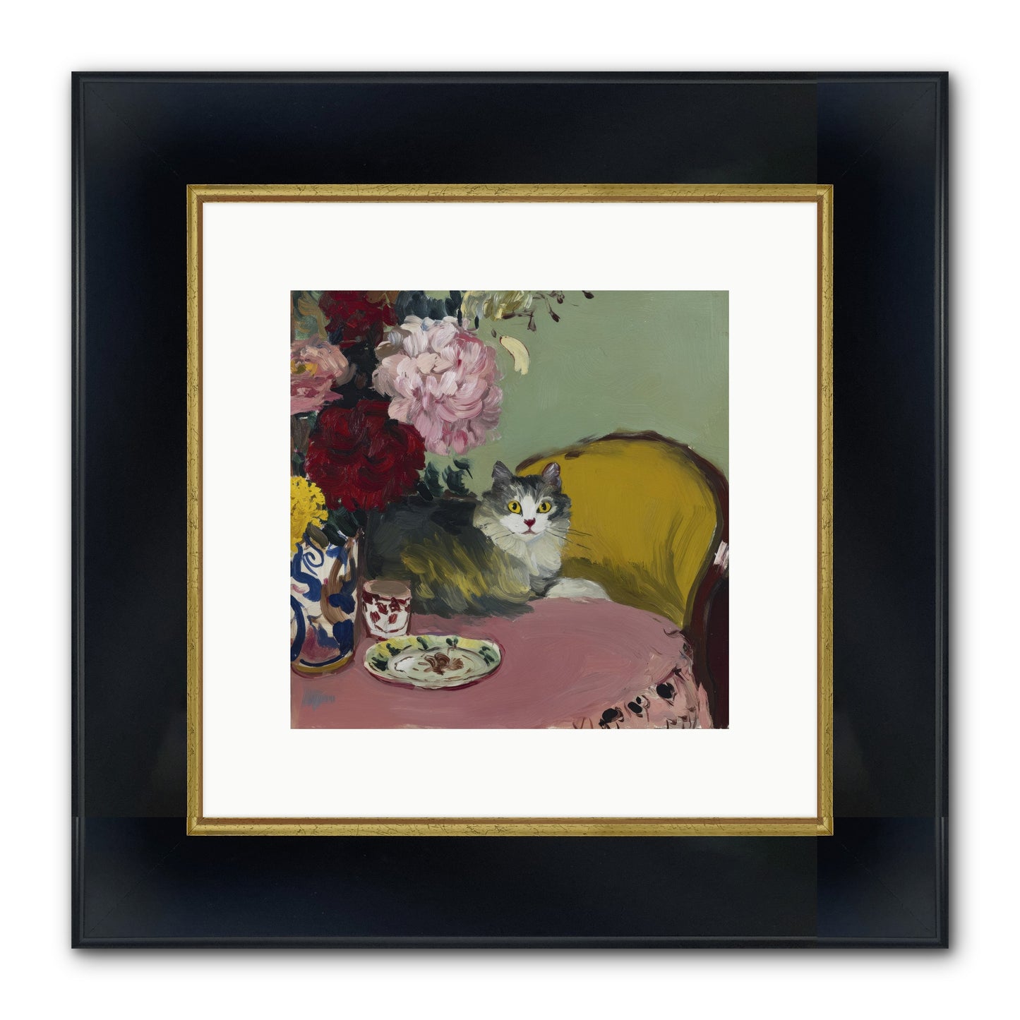 Tea Solved Everything Framed Print - Wide Black w/Gold 10x10