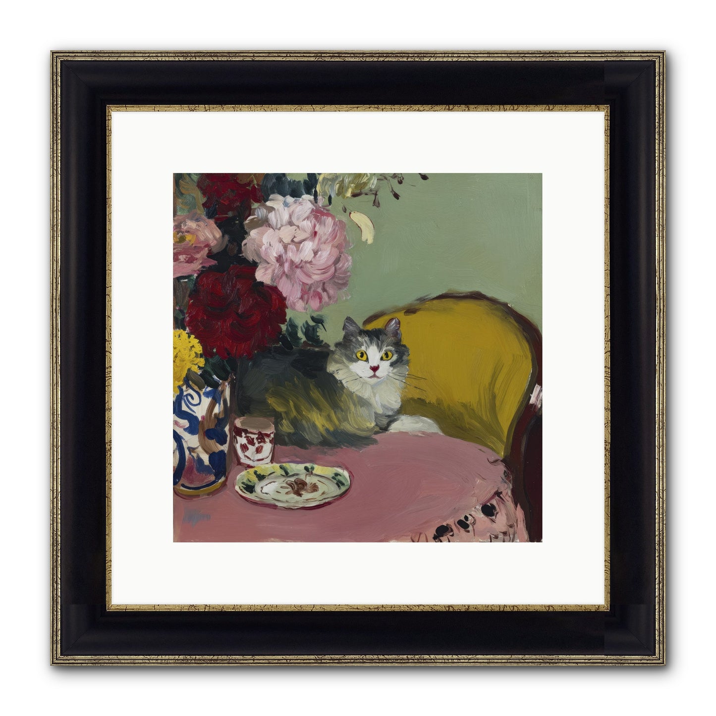 Tea Solved Everything Framed Print - Black & Gold 12x12