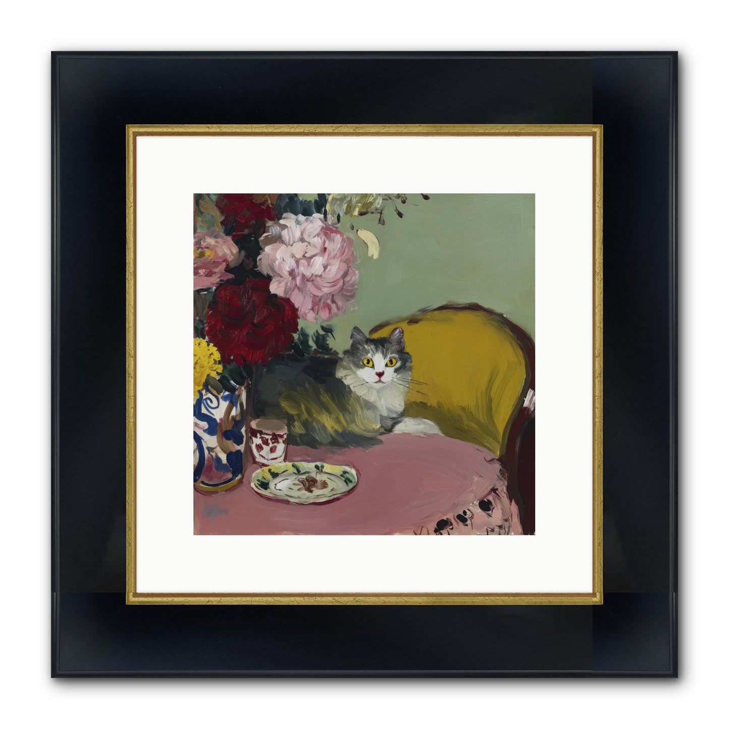 Tea Solved Everything Framed Print - Wide Black w/Gold 12x12
