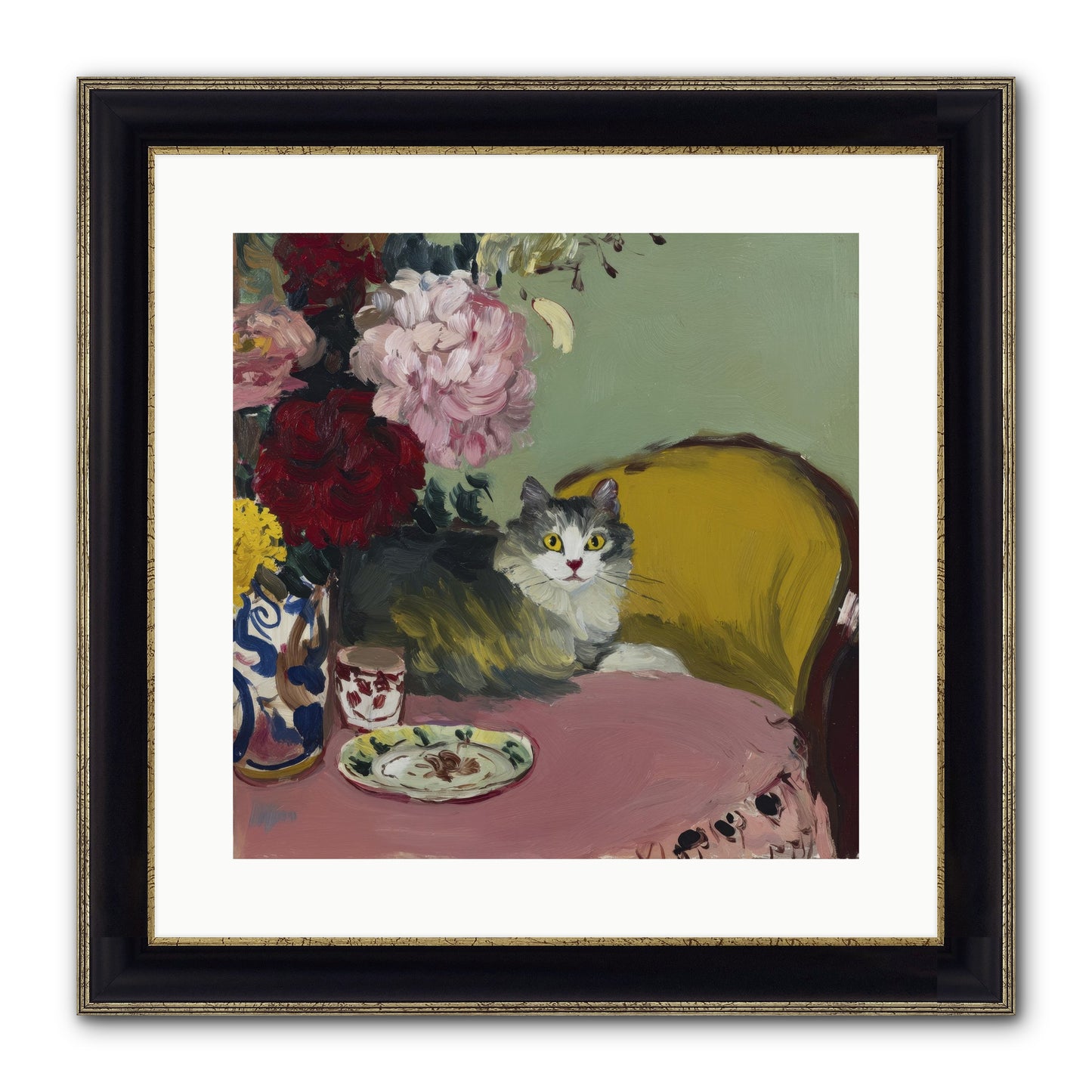 Tea Solved Everything Framed Print - Black & Gold 16x16