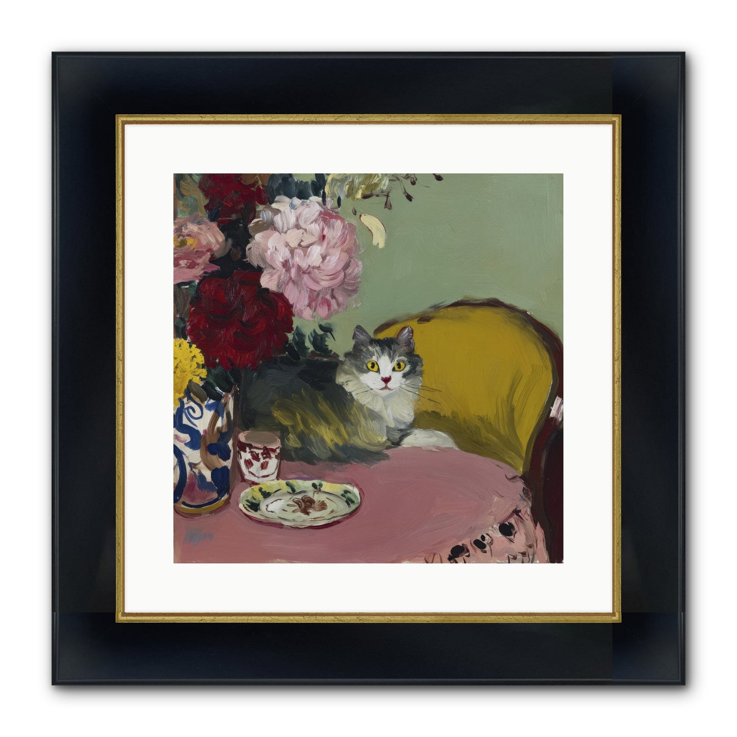 Tea Solved Everything Framed Print - Wide Black w/Gold 16x16